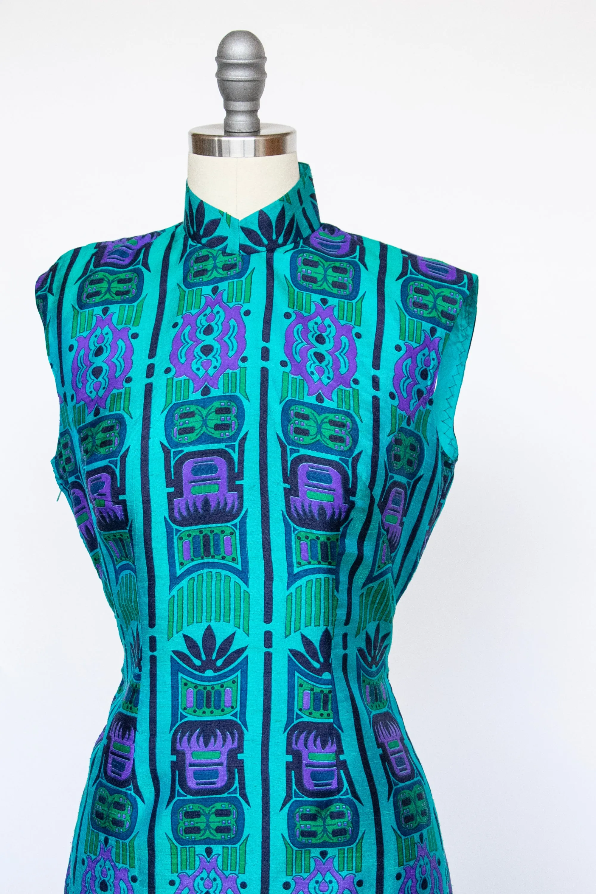 1960s Cheongsam Dress Silk Chinese M