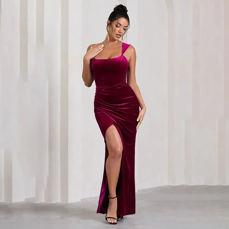 2024 Strapless Sleeveless Thigh High Split Sexy Maxi Dress