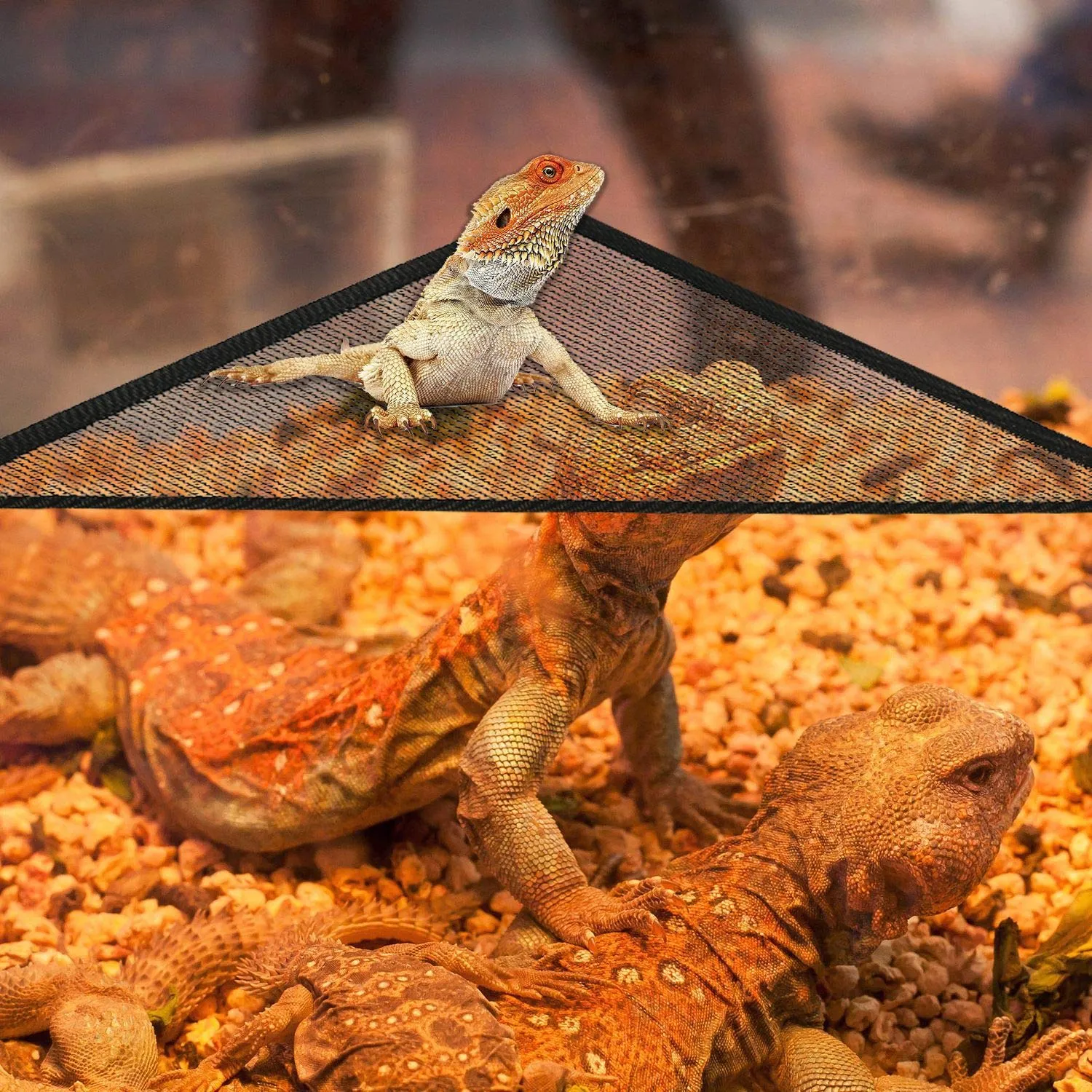 2Pcs Bearded Dragon Lizard Hammock - Breathable Mesh Geckos Hammock Reptile Hammock, Suitable for Lguanas, Axolotls, Anoles, Geckos, Snakes, Chameleon