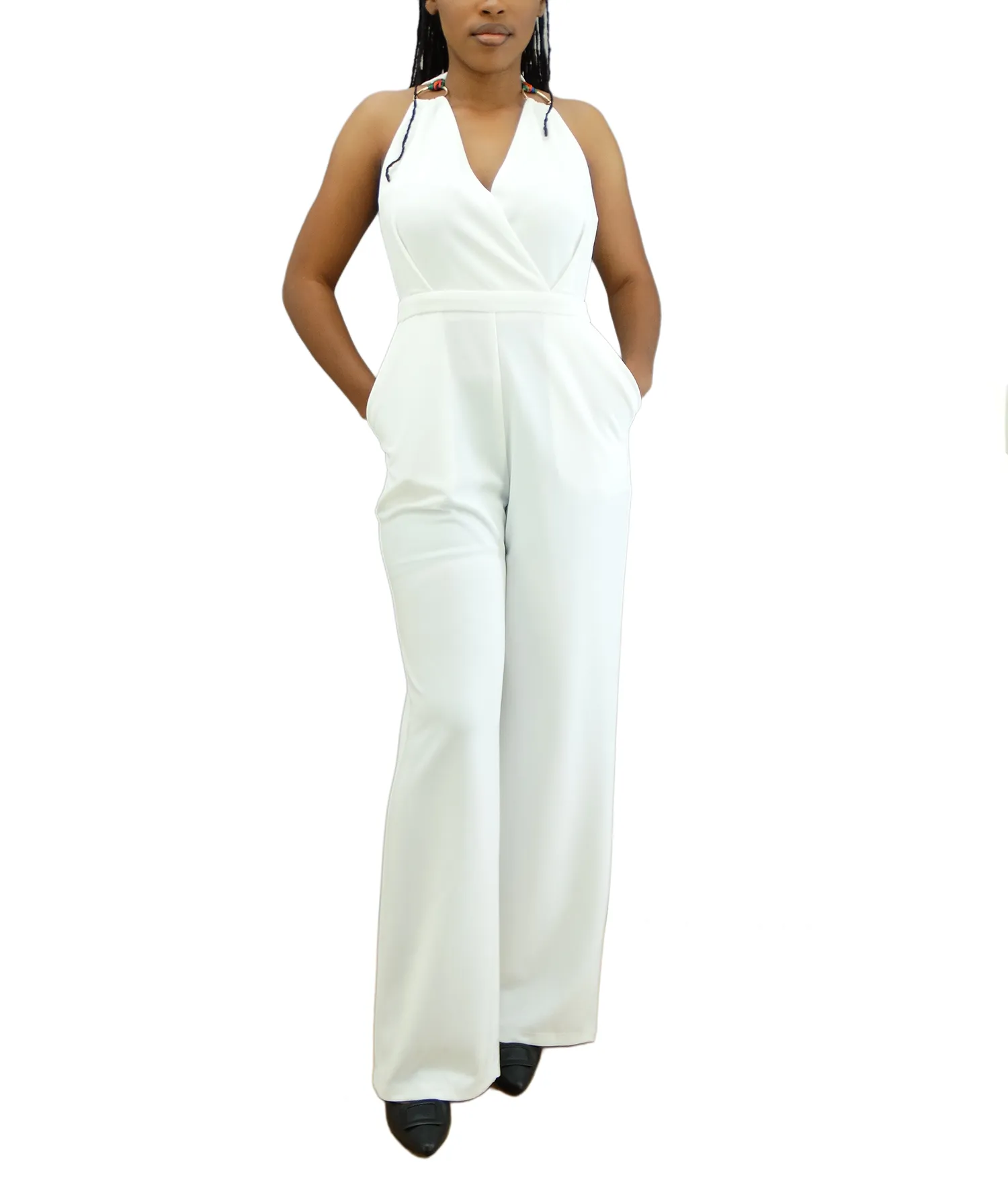 37474R, Milk & Honey Halter Neck Jumpsuit W/Contrast Tie and Trim