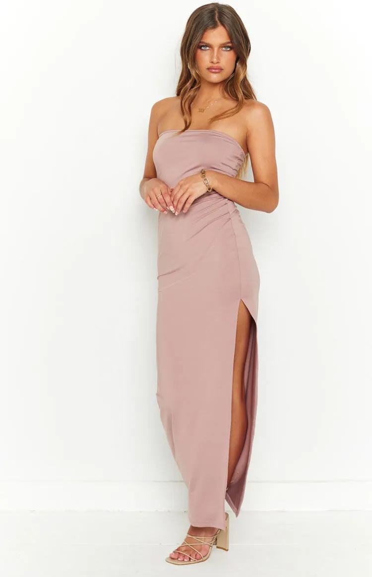 Abelle Light Brown Maxi Bandeau Dress