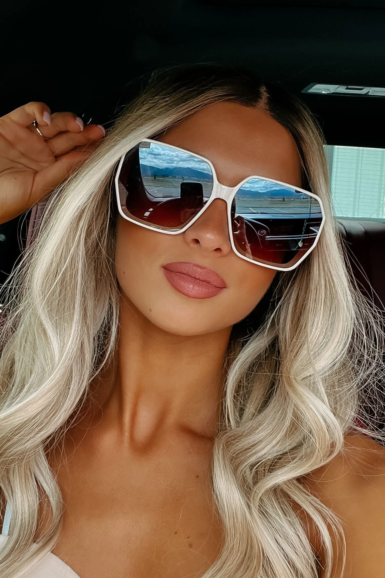 All Squared Up Square Frame Sunglasses (Nude)