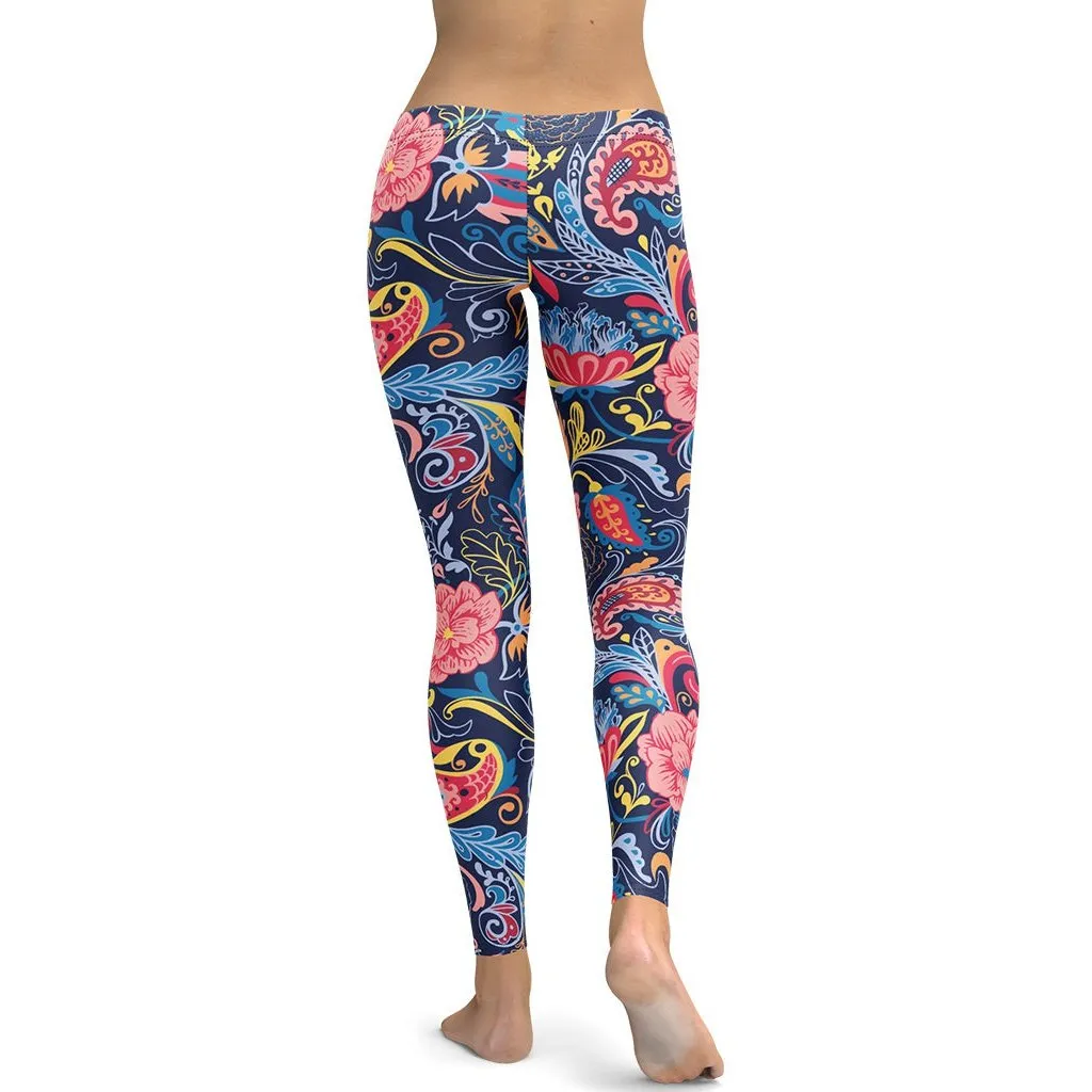 Art Deco Floral Leggings