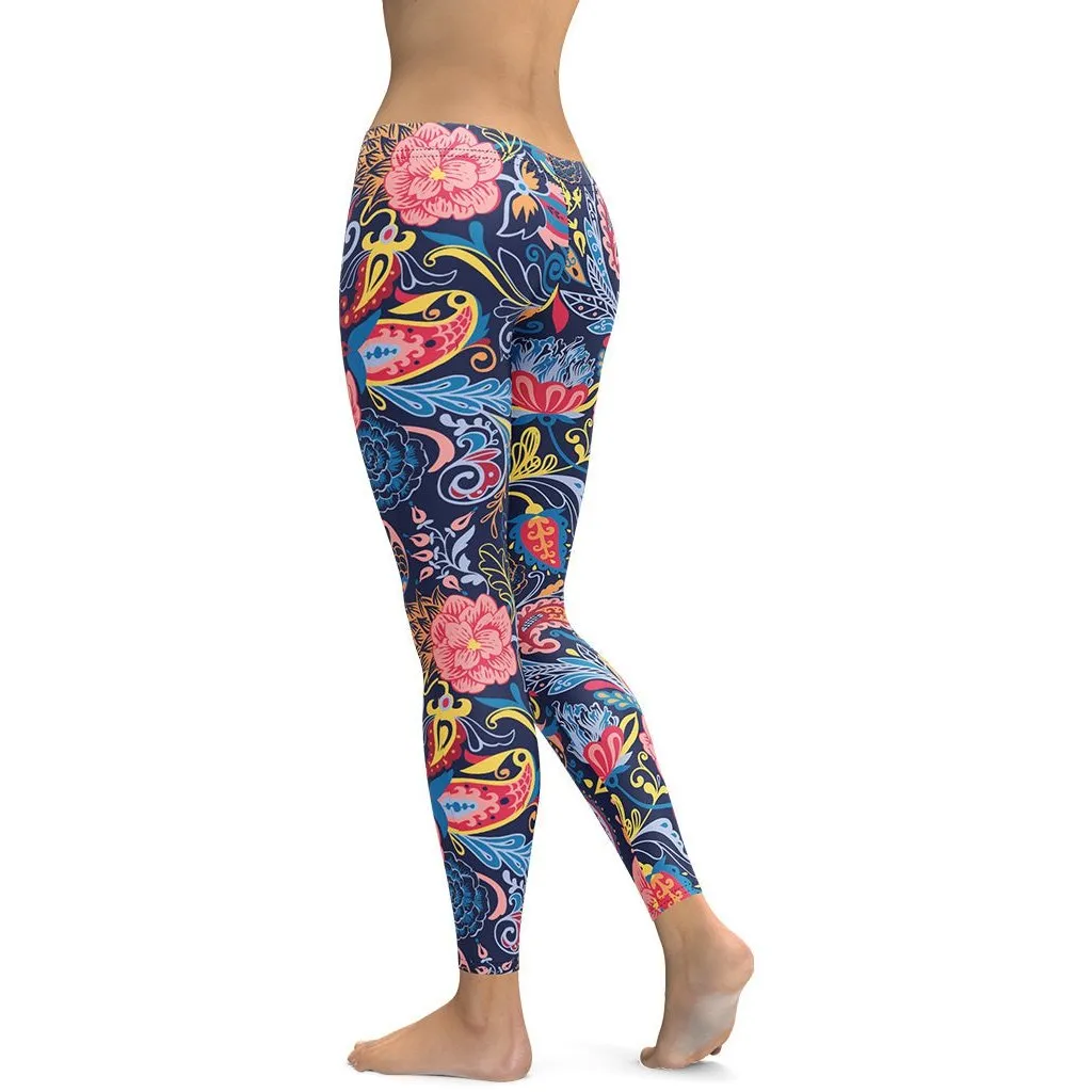 Art Deco Floral Leggings