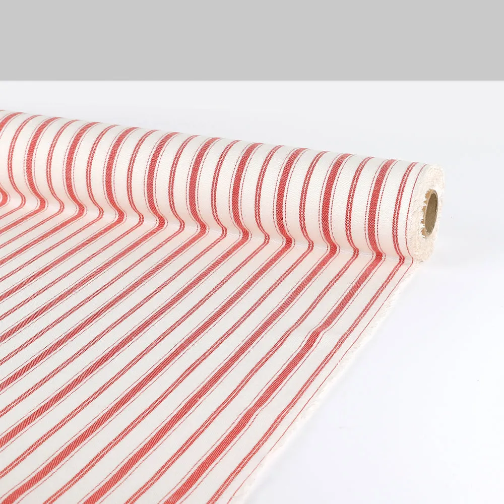 Awning Stripe Basketweave Linen / Lycocell - Red