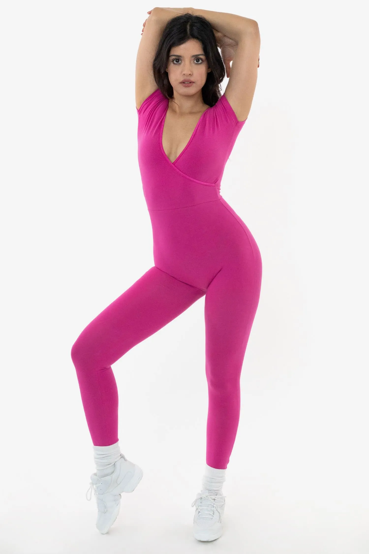 B125C - Cap Sleeve Crossfront Unitard