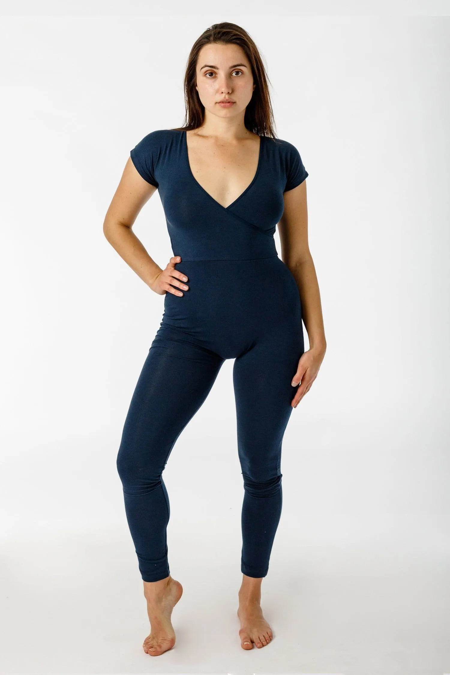 B125C - Cap Sleeve Crossfront Unitard