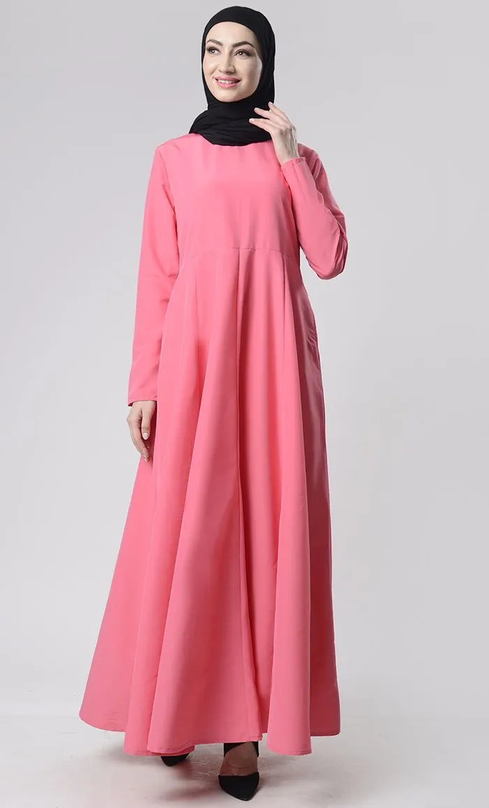 Basic Front Box Pleat Abaya With Pockets