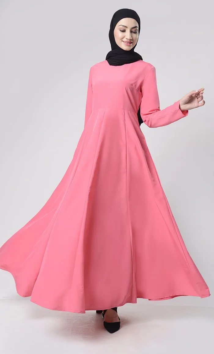 Basic Front Box Pleat Abaya With Pockets