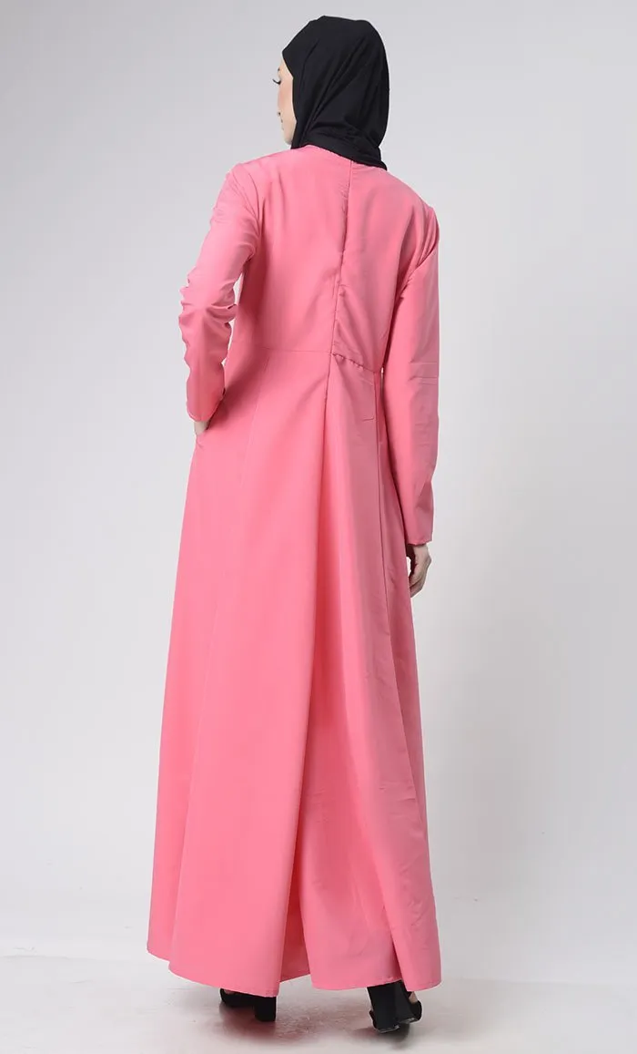 Basic Front Box Pleat Abaya With Pockets