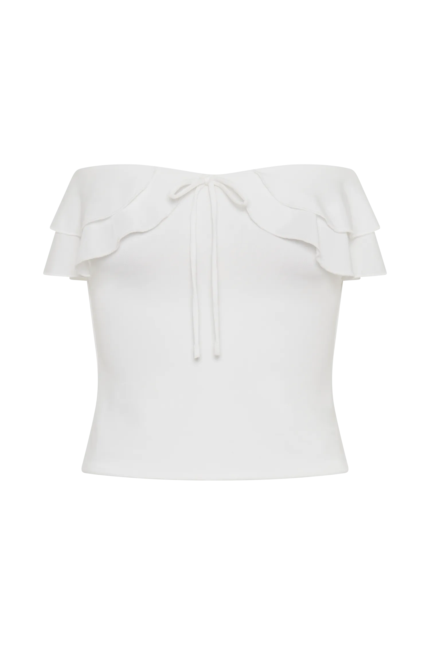 Bea Strapless Slinky Ruffle Top - White