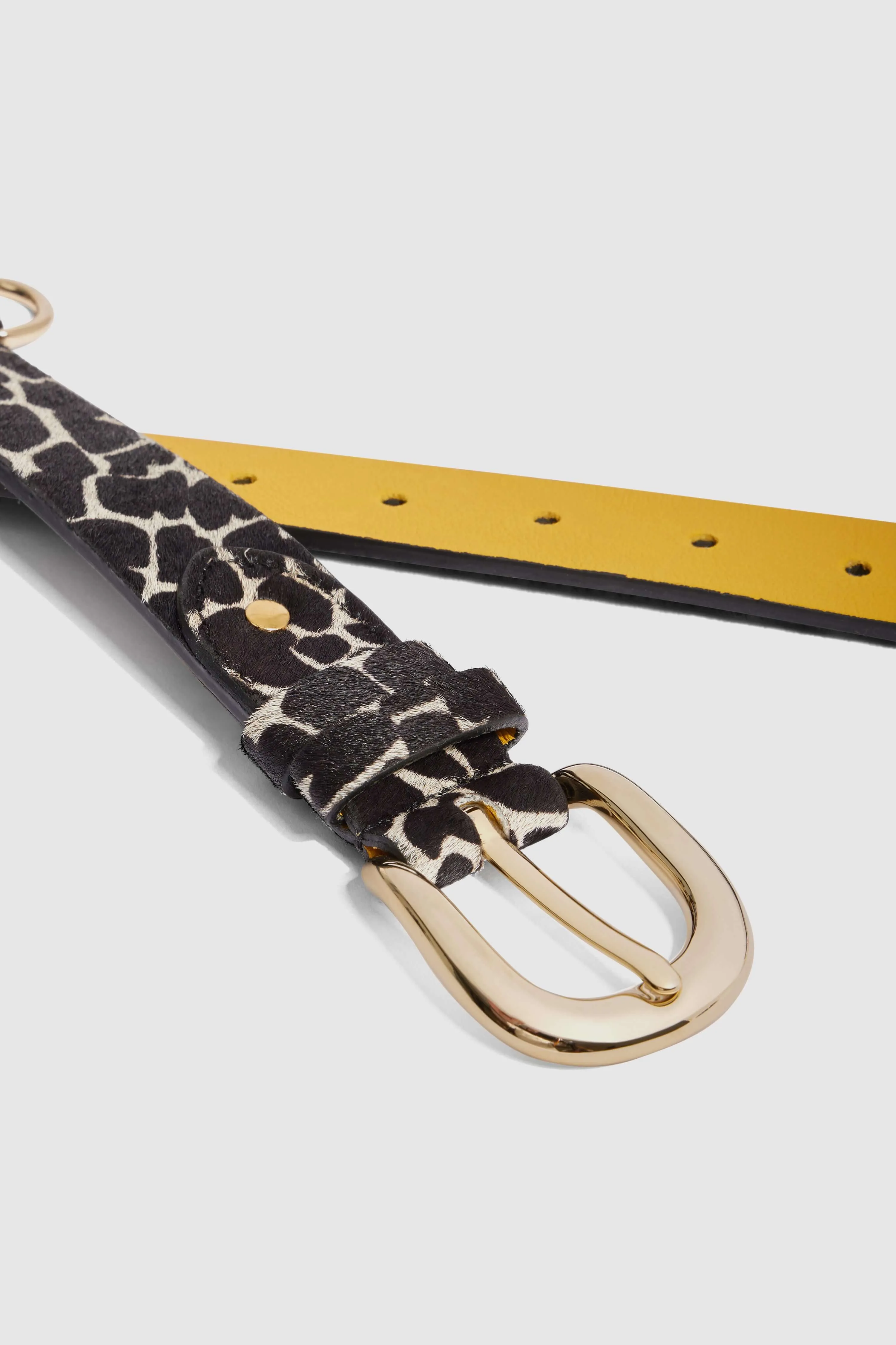 Belt in white Giraffe printed leather