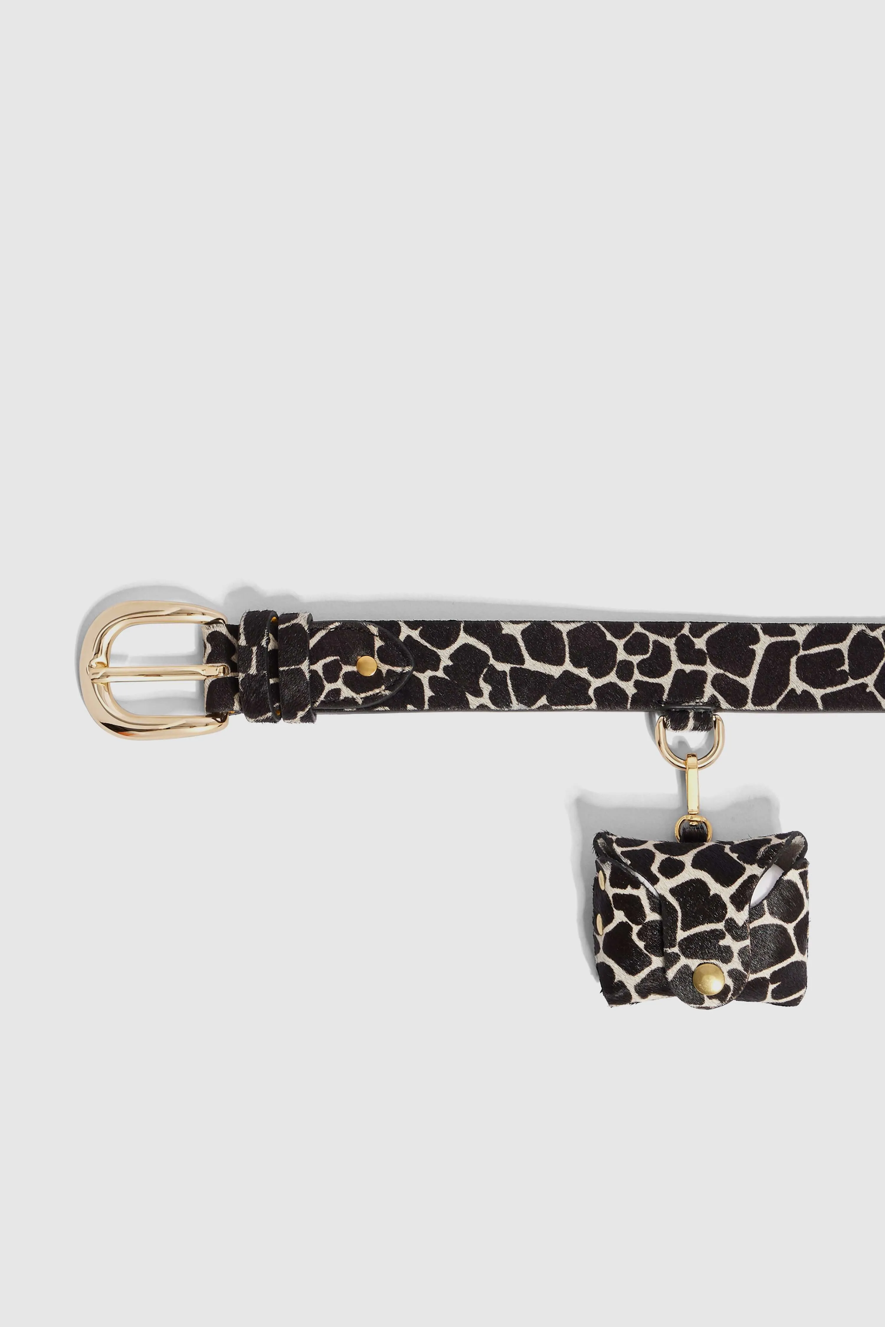 Belt in white Giraffe printed leather