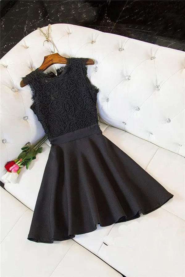 Black Boat Short Prom Dress,Scoop Stain Cheap Homecoming Dress,Party Dress SH139