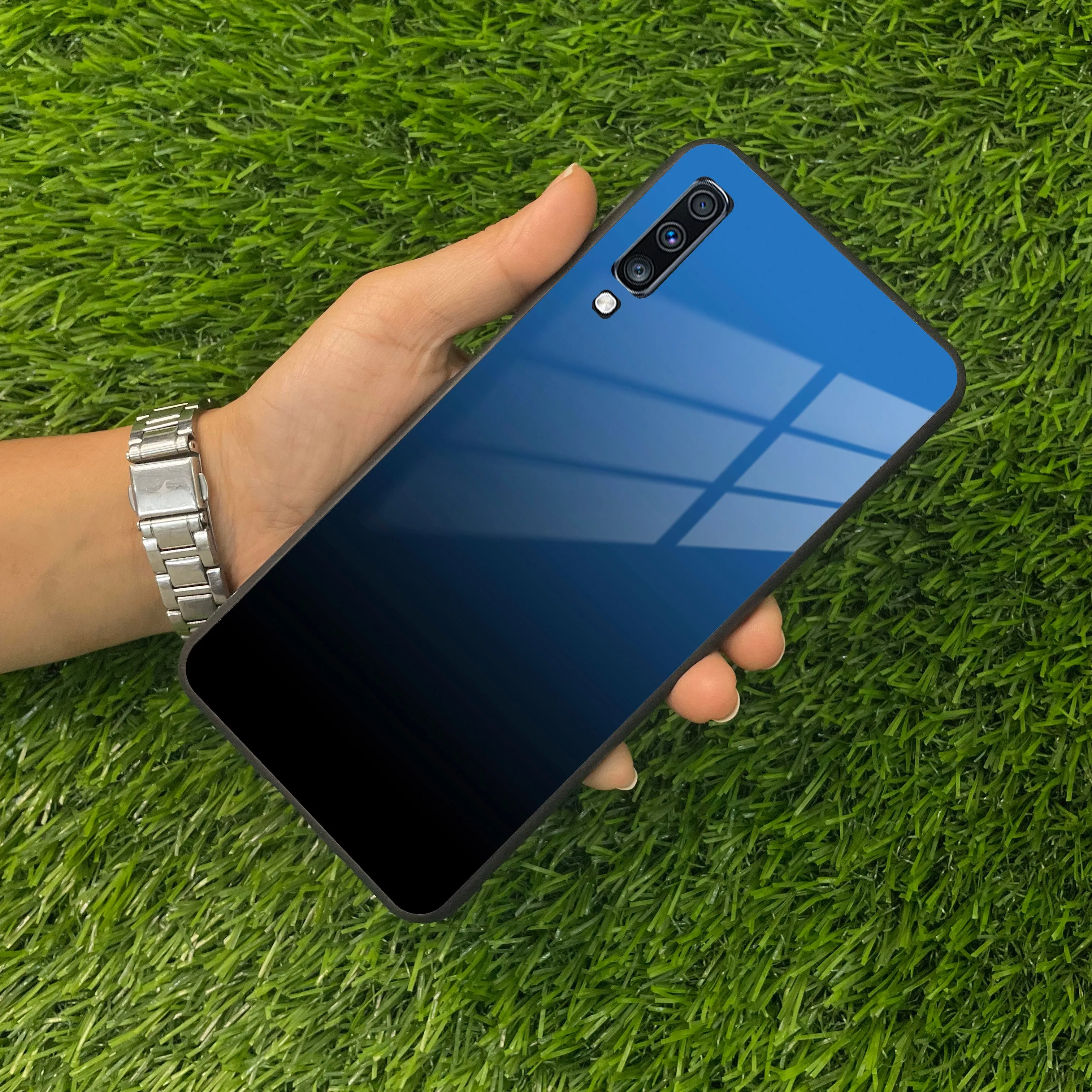 Blue Gradient Glass Case Cover For Samsung