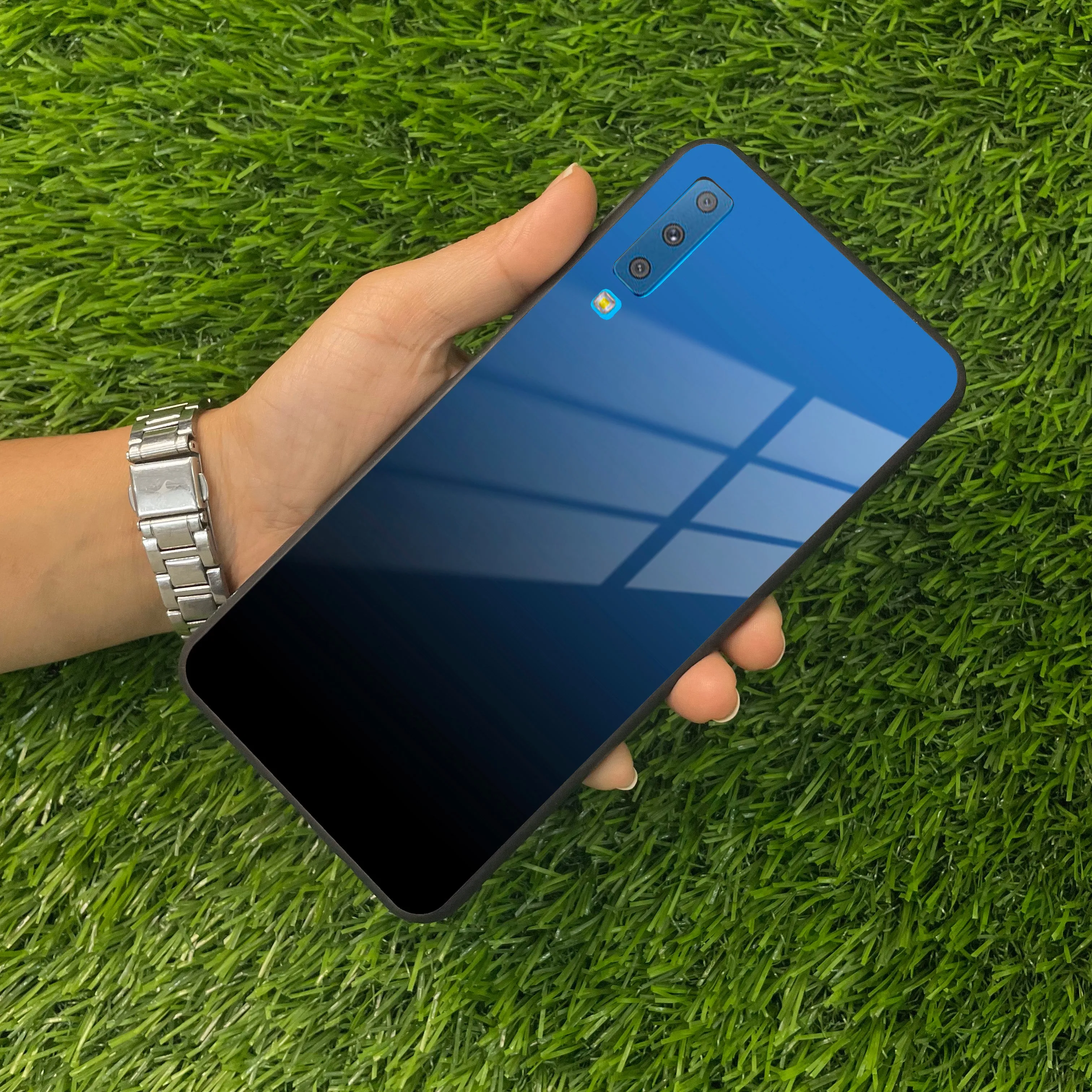 Blue Gradient Glass Case Cover For Samsung