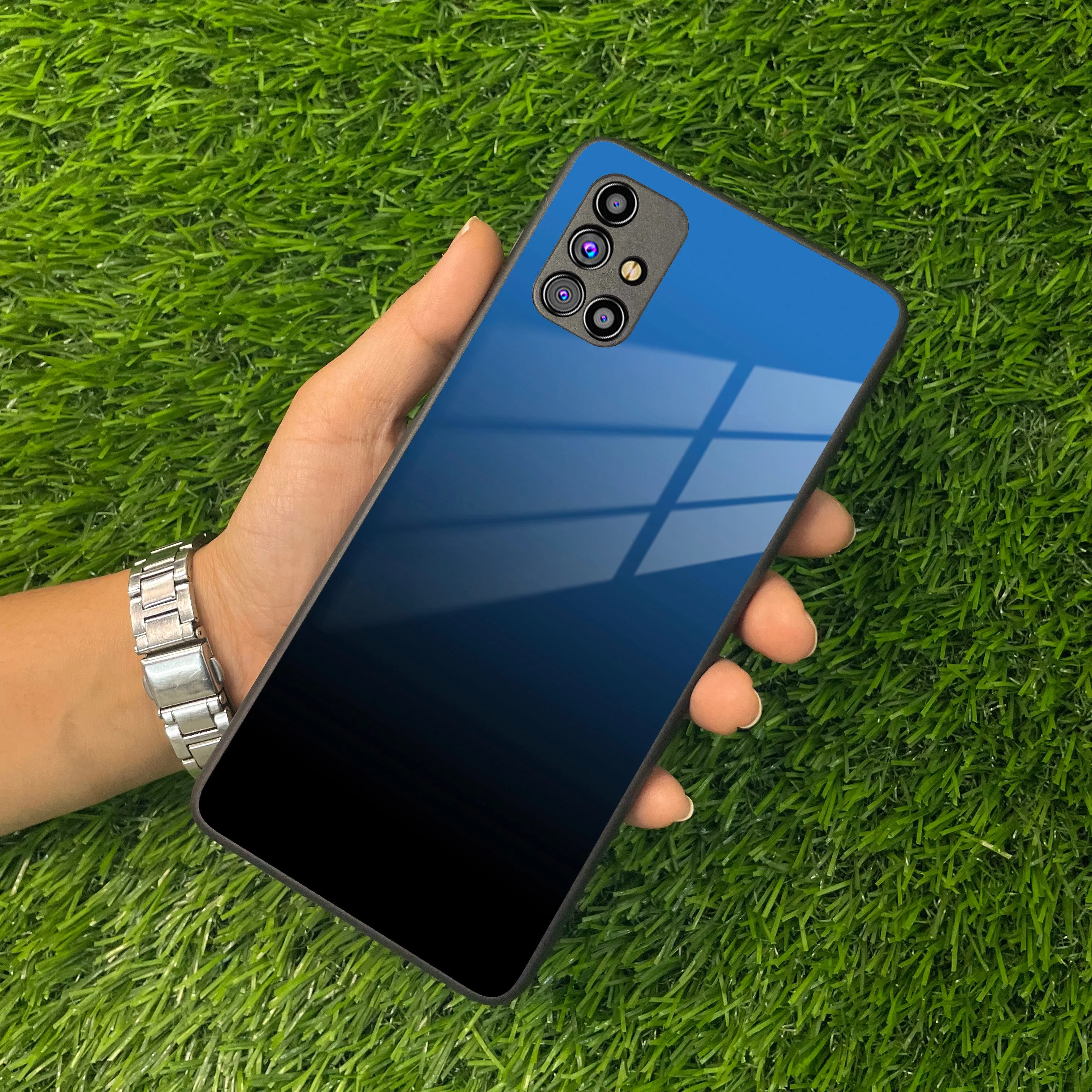 Blue Gradient Glass Case Cover For Samsung