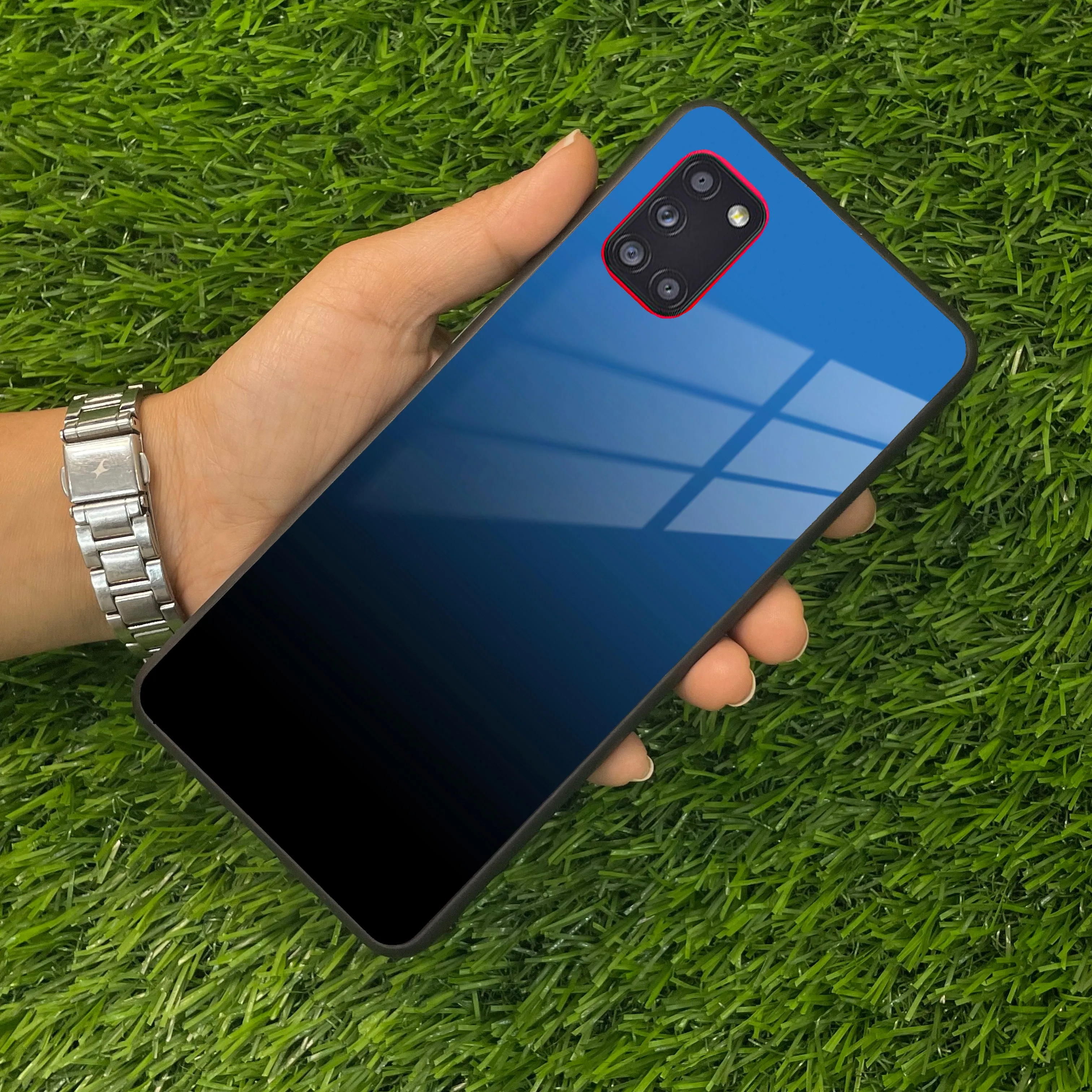 Blue Gradient Glass Case Cover For Samsung