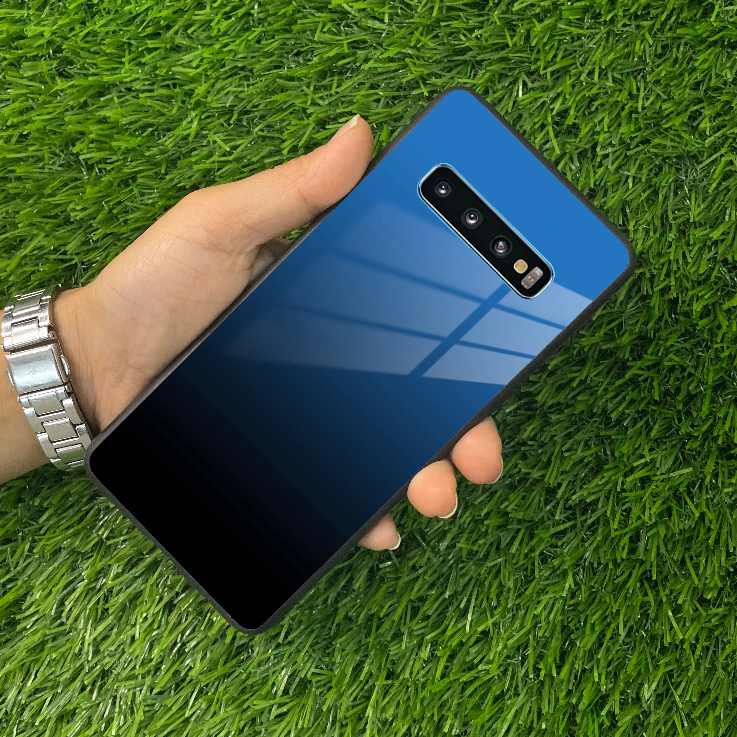 Blue Gradient Glass Case Cover For Samsung