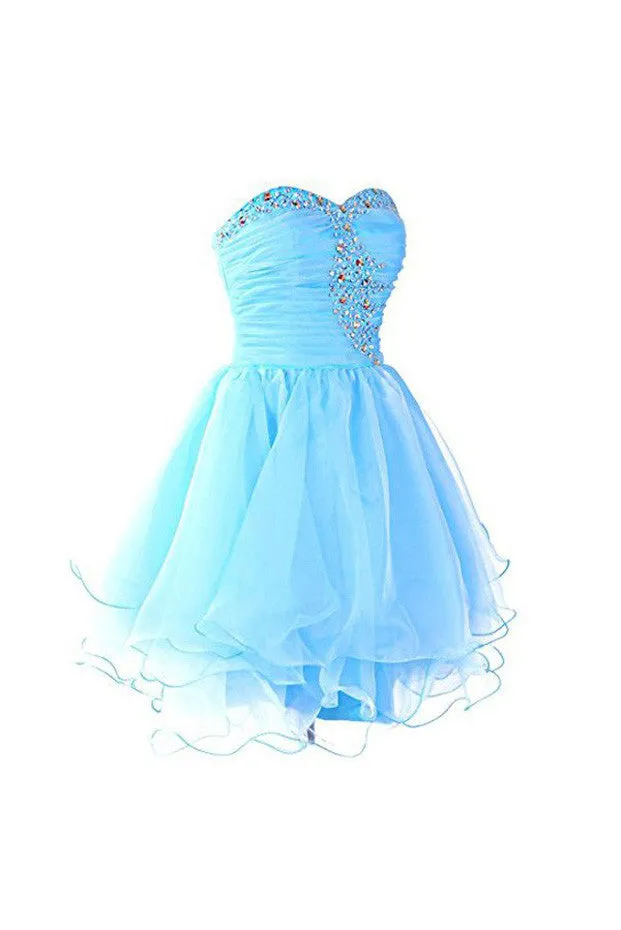 Blue Homecoming Dress,Sweetheart Organza Homecoming Dresses Prom Dresses,SVD580