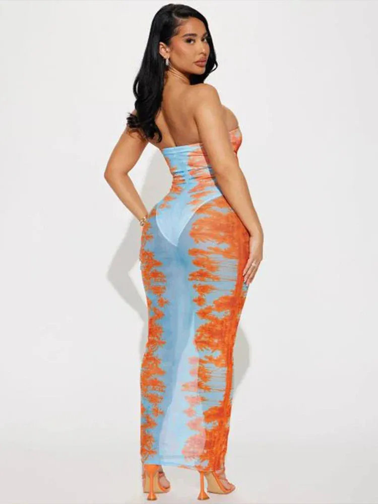 Bodycon Elegant Long Strapless Spring Summer Backless Sexy Maxi Dress