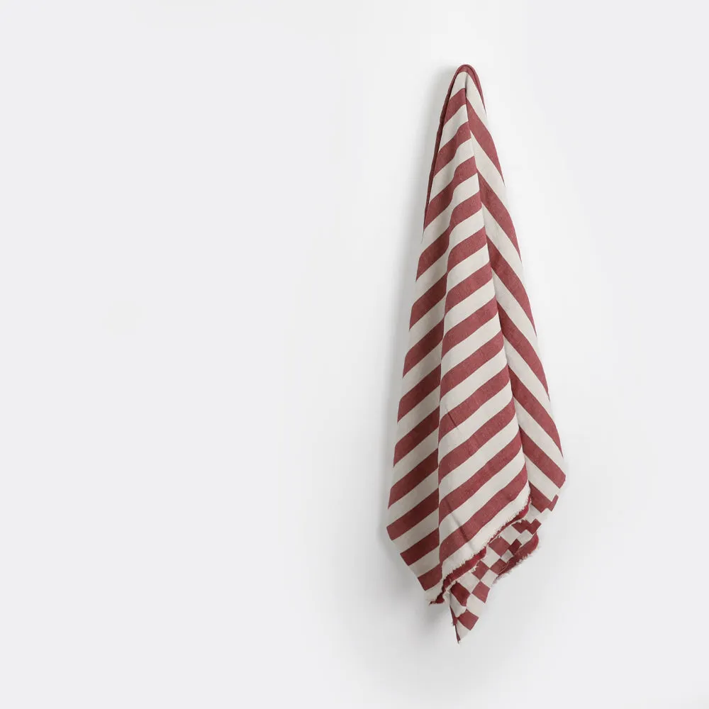 Bold Stripe Rayon / Linen - Sangria