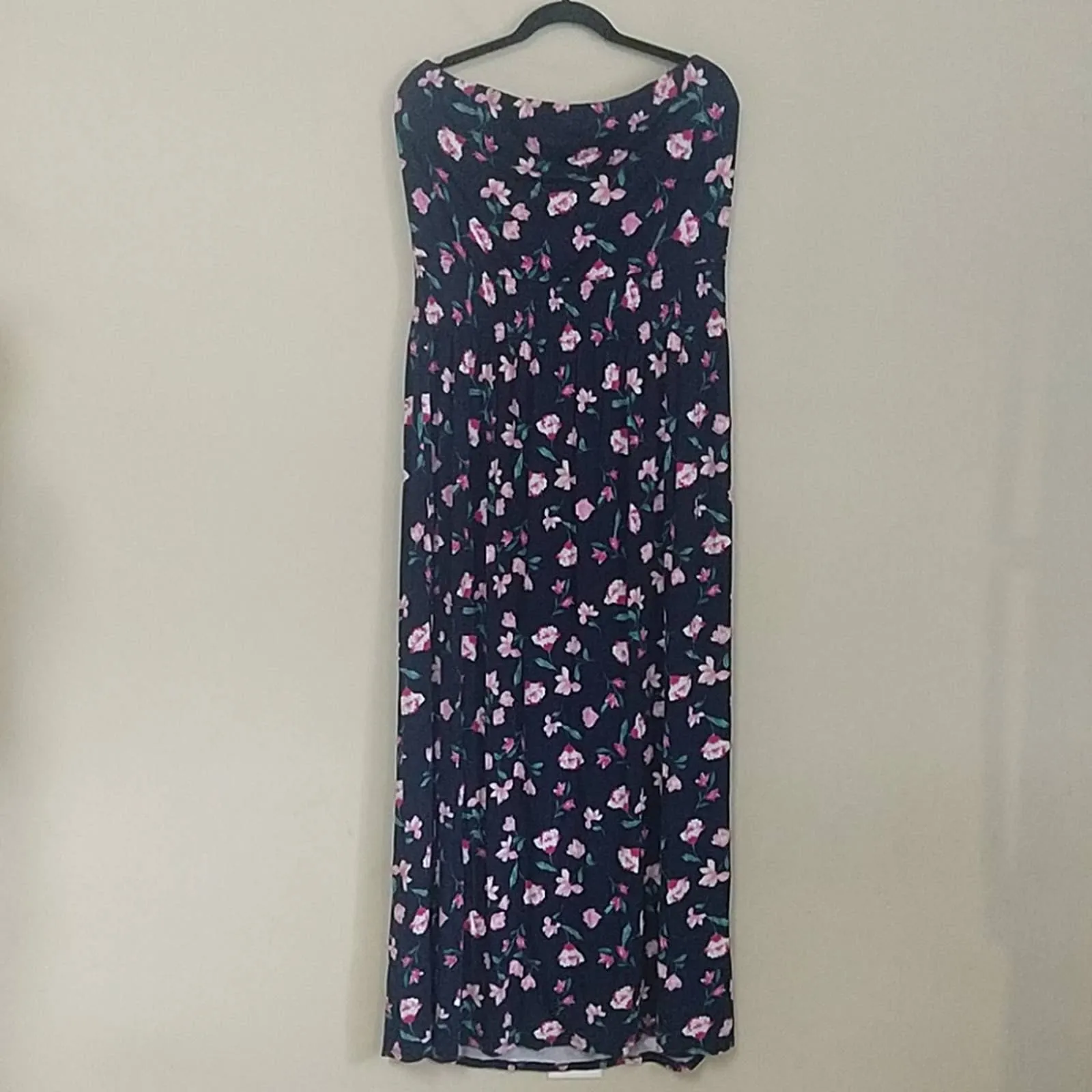 BP Nordstrom Navy Floral Strapless Maxi Dress L