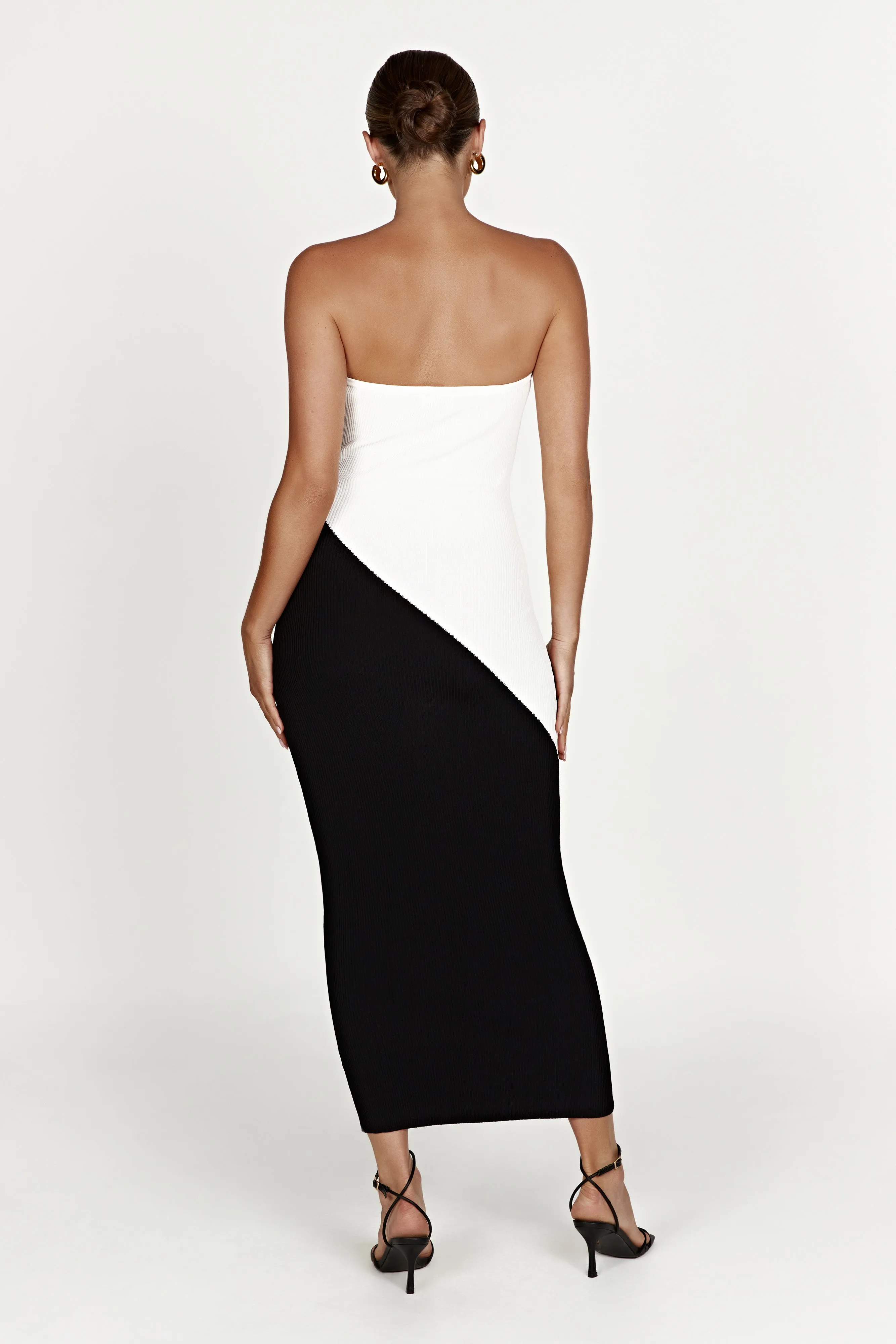 Bristol Two Tone Knit Maxi Dress - Black