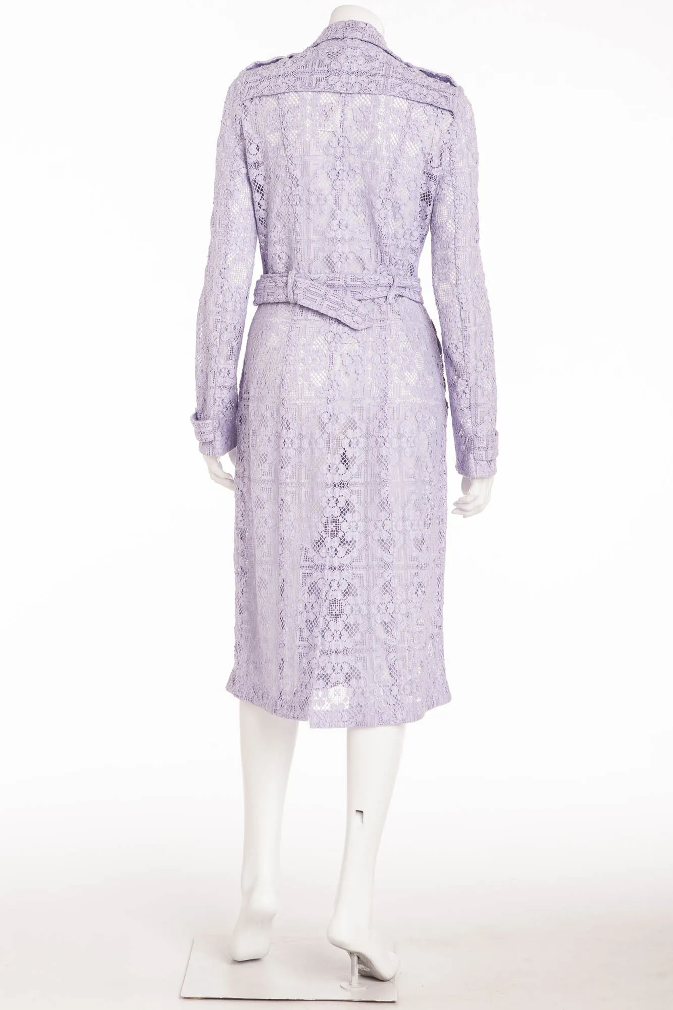 Burberry Prorsum - Editorial Light Purple English Lace Trench Coat with Belt - IT 44