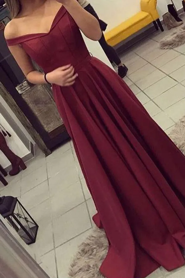 Burgundy A Line Cap Sleeves Long Prom Dresses,Evening Party Dress, M119