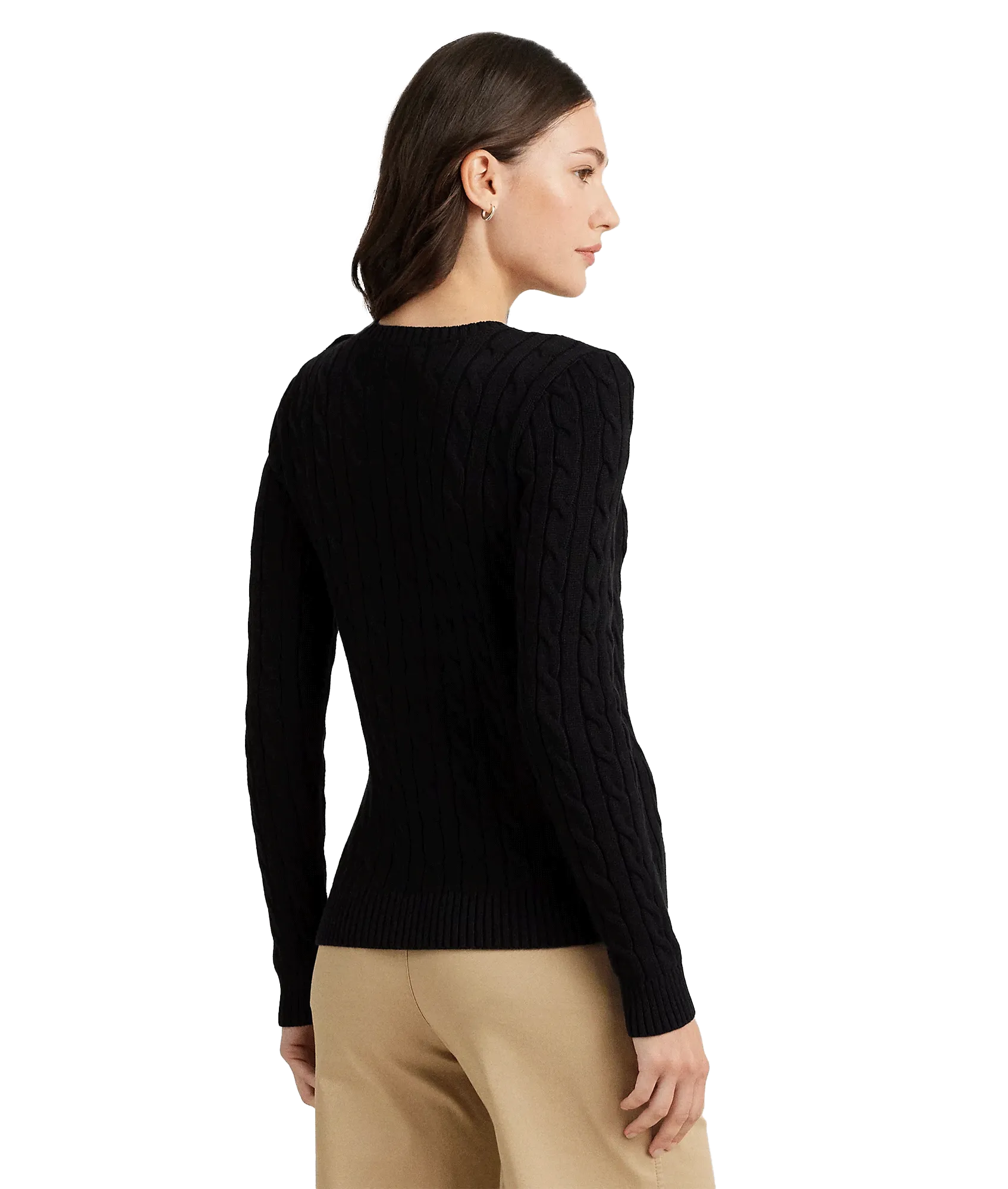 Button-Trim Cable-Knit Cotton Jumper - Black