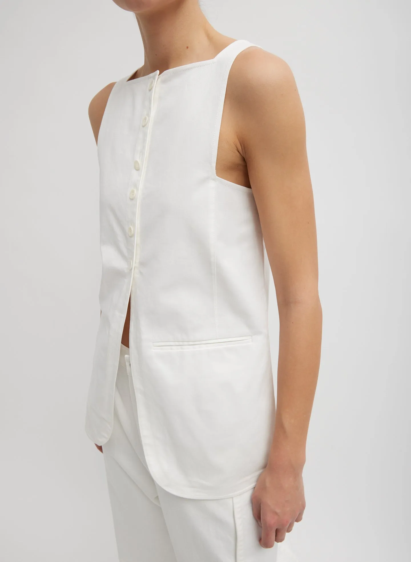 Chino Slit Front Sleeveless Tunic