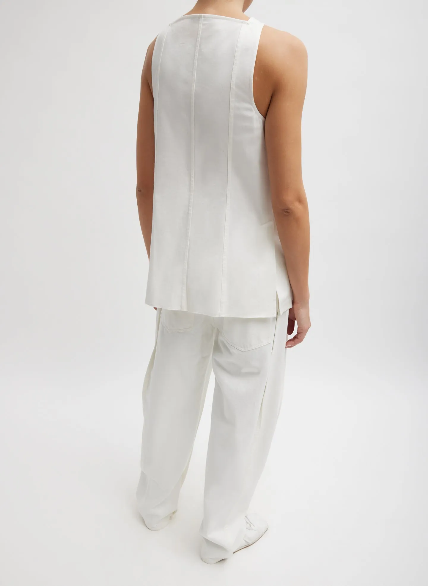 Chino Slit Front Sleeveless Tunic