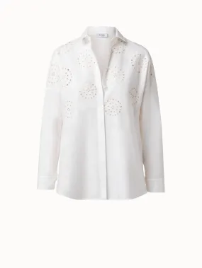 Cotton Medallion Eyelet Embroidery Blouse