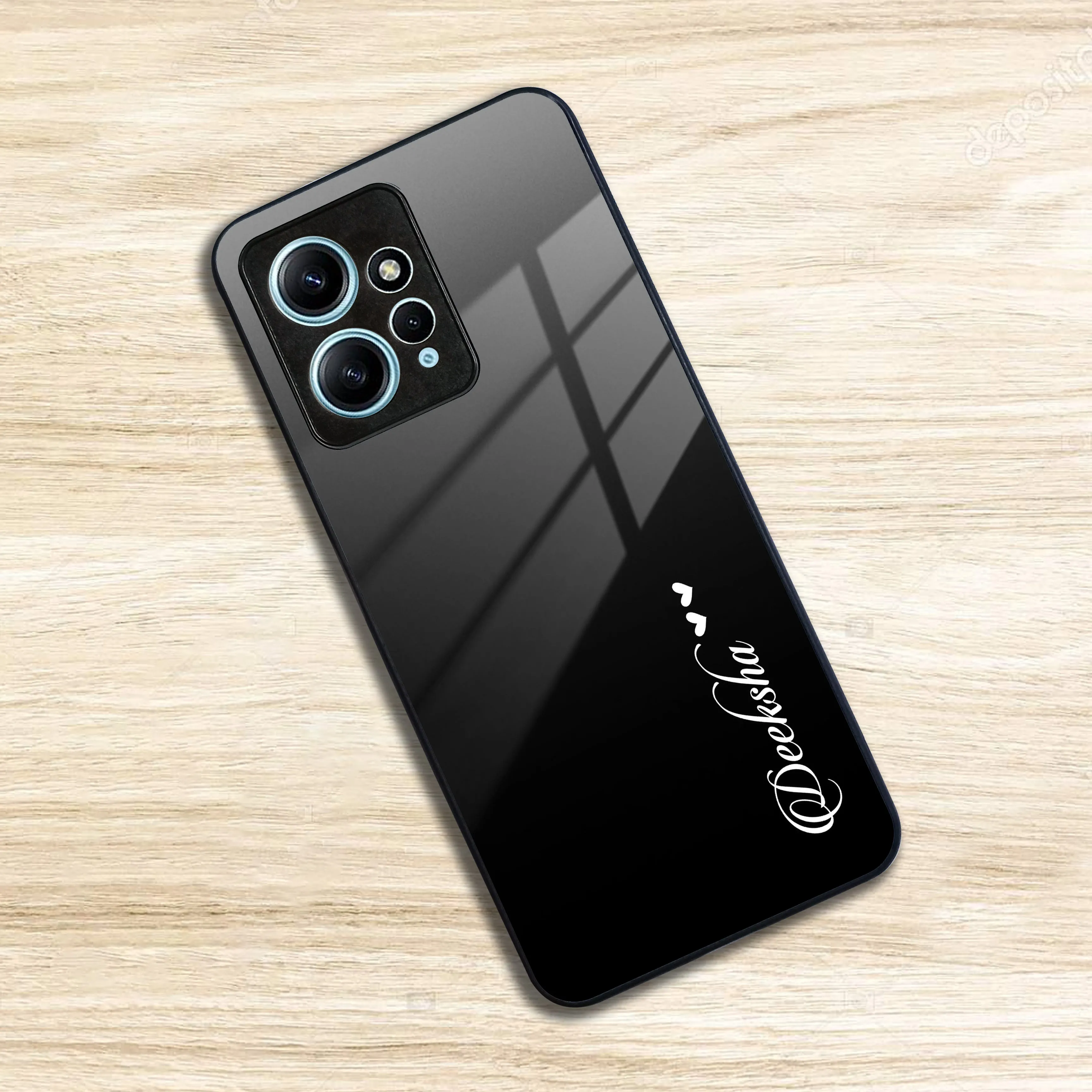 Customize Name Gradient Glass Case Cover Black For Redmi/Xiaomi