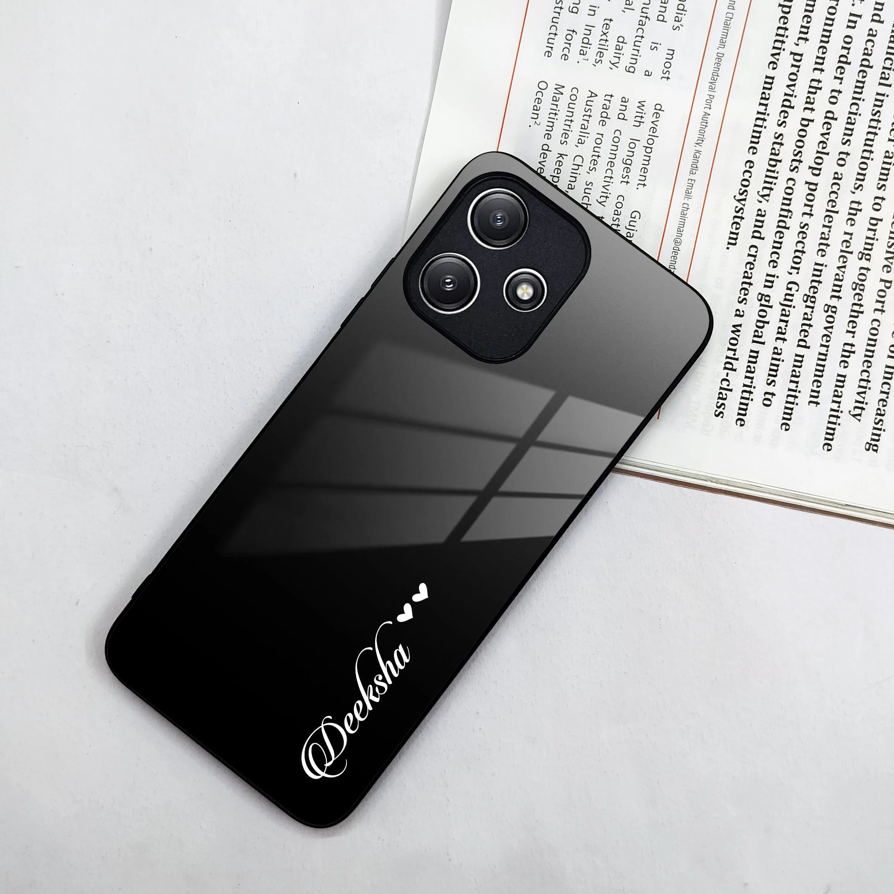 Customize Name Gradient Glass Case Cover Black For Redmi/Xiaomi