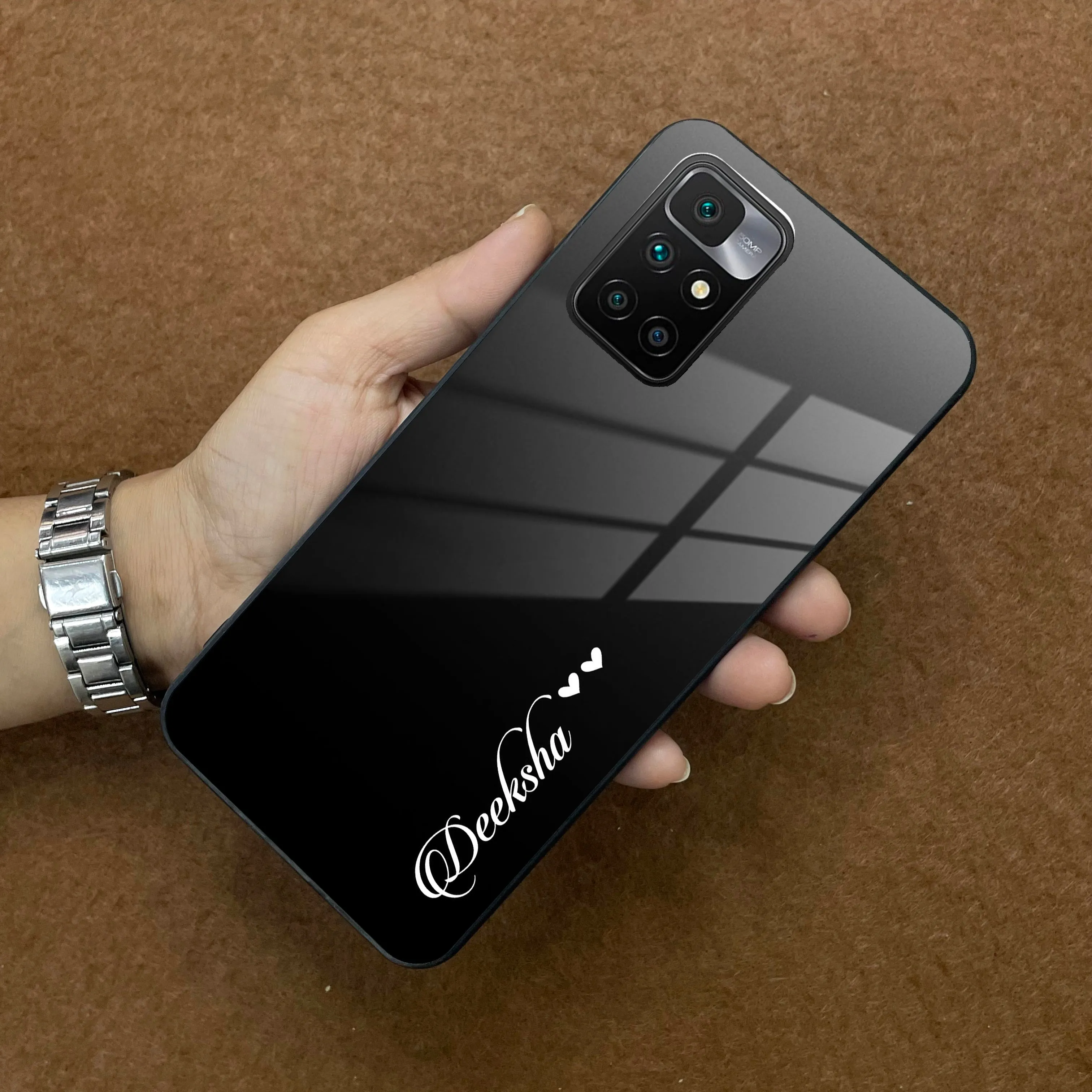 Customize Name Gradient Glass Case Cover Black For Redmi/Xiaomi