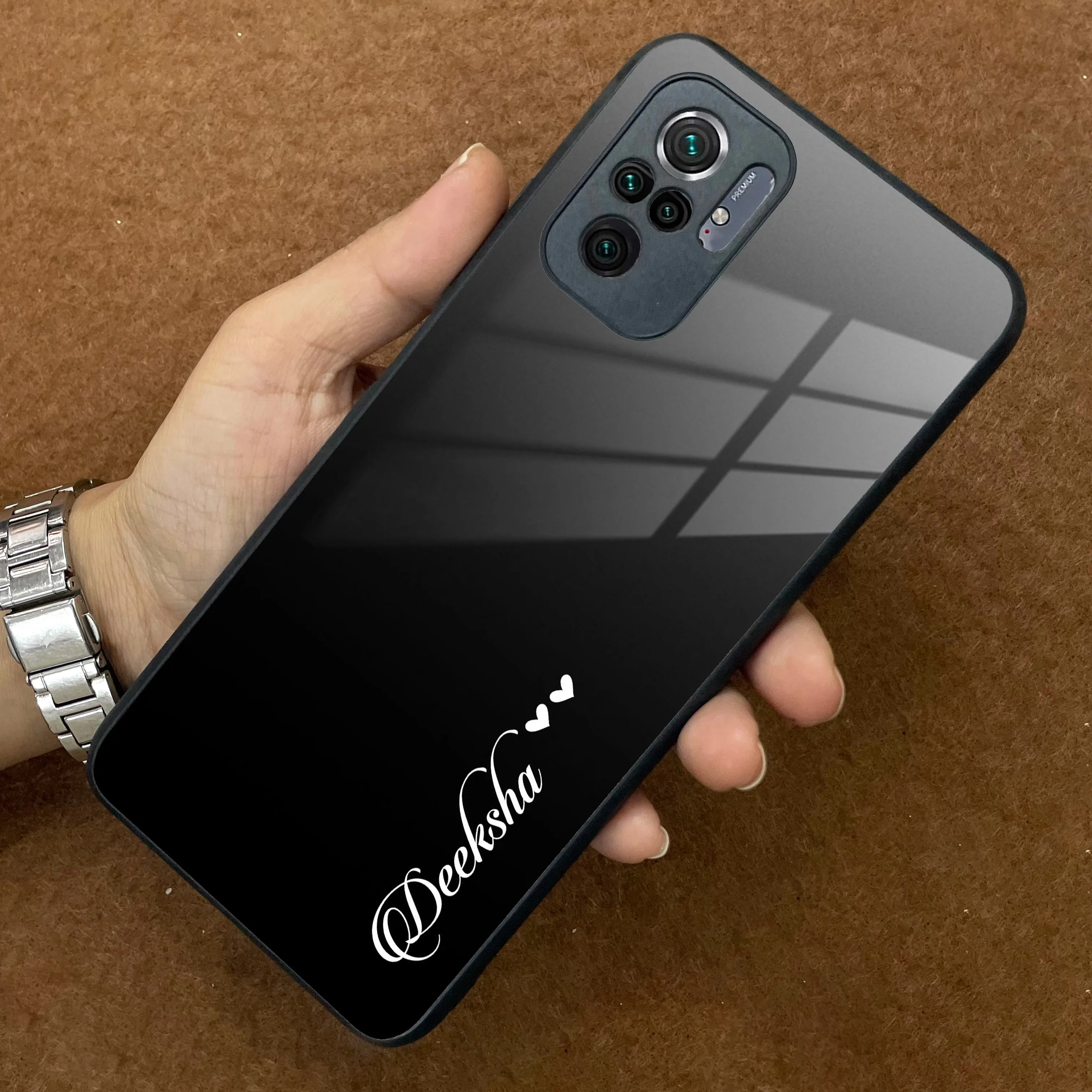 Customize Name Gradient Glass Case Cover Black For Redmi/Xiaomi