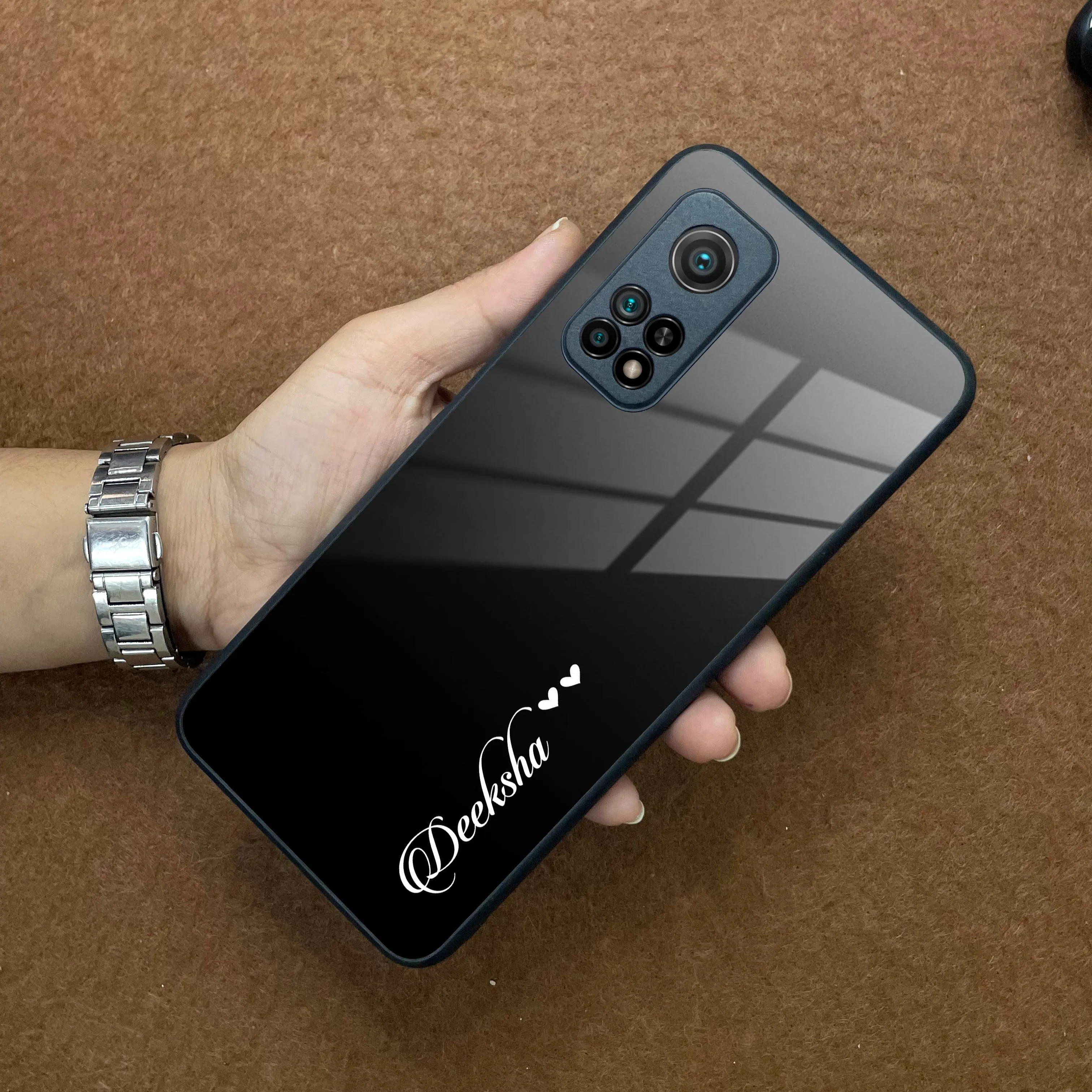 Customize Name Gradient Glass Case Cover Black For Redmi/Xiaomi