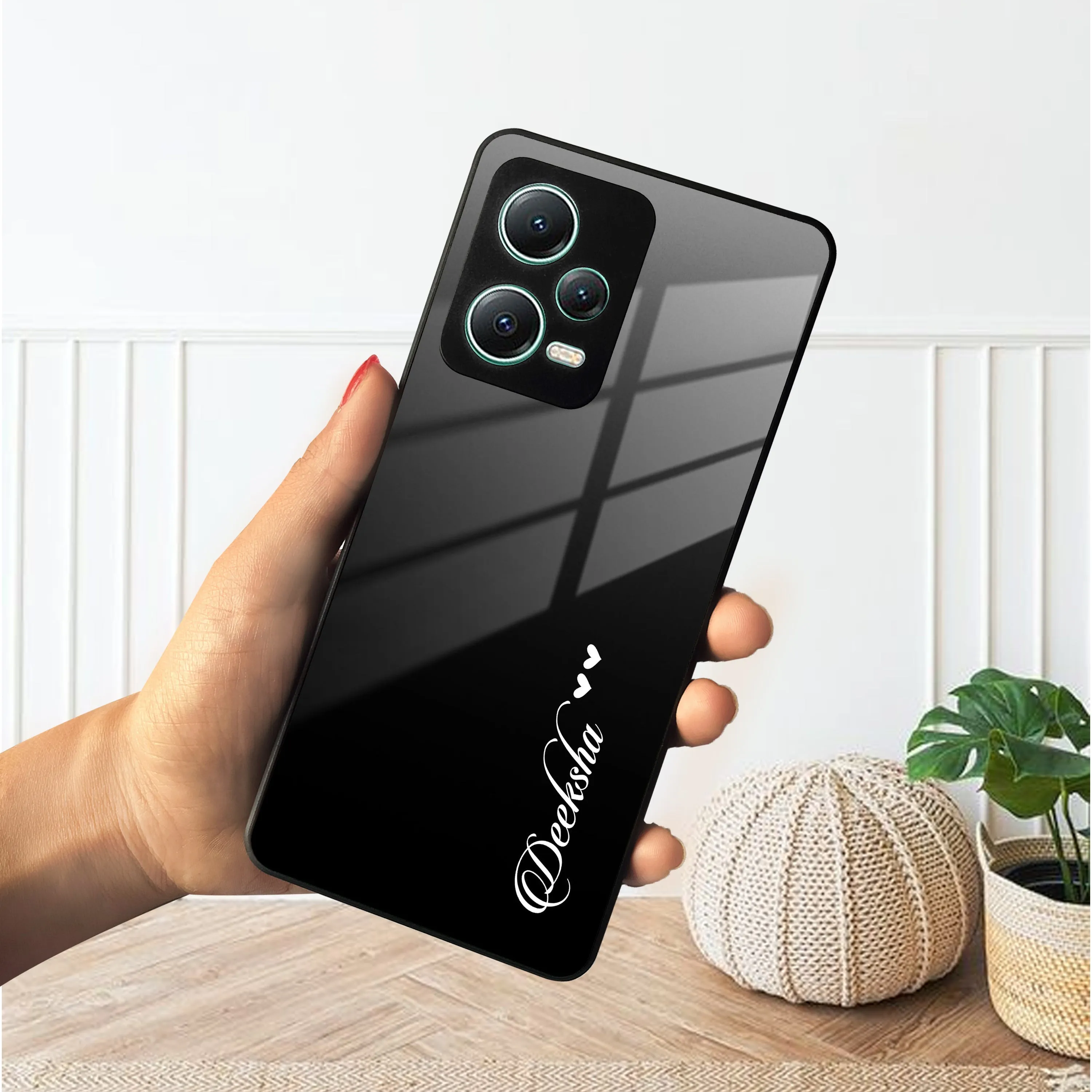 Customize Name Gradient Glass Case Cover Black For Redmi/Xiaomi