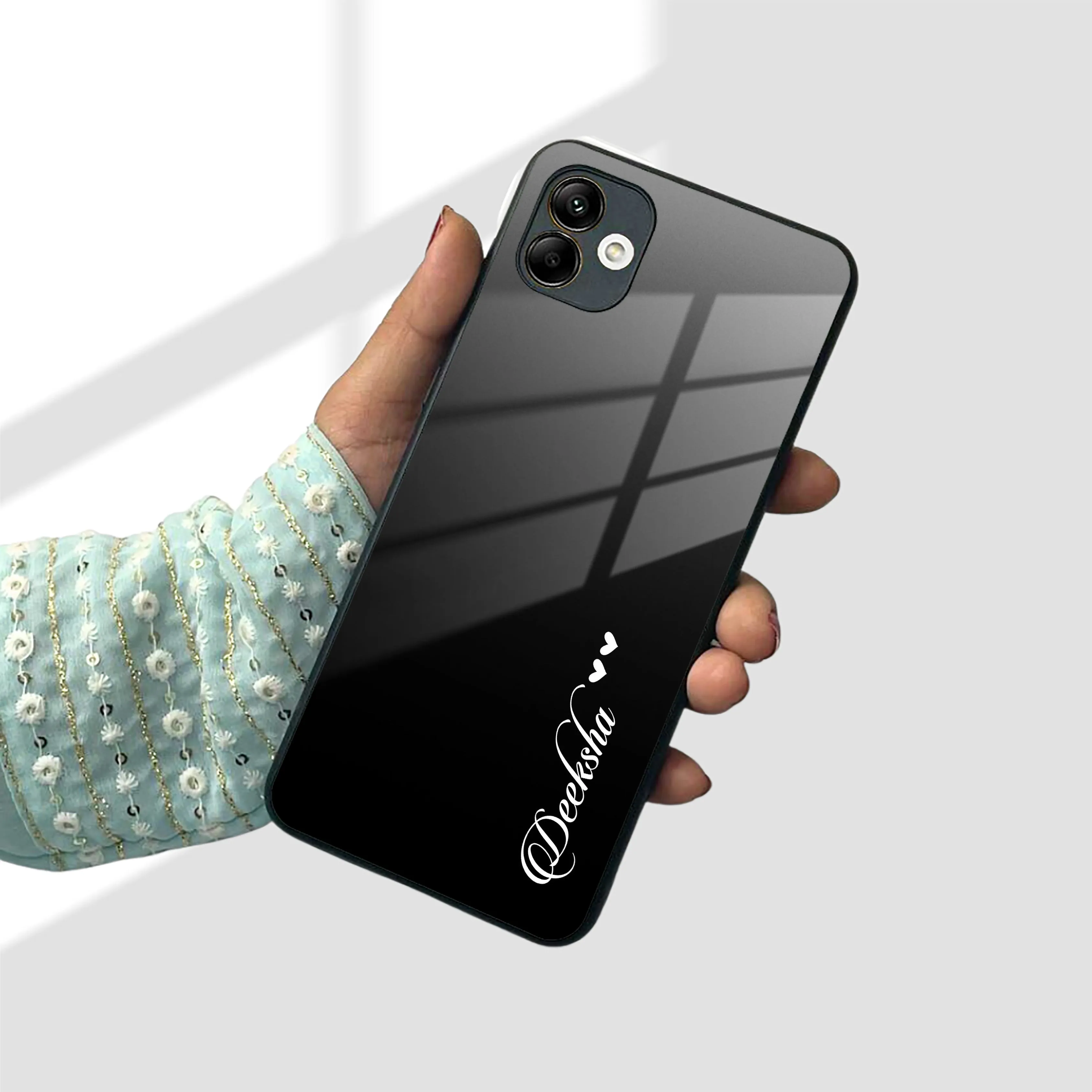 Customize Name Gradient Glass Case Cover Black For Samsung