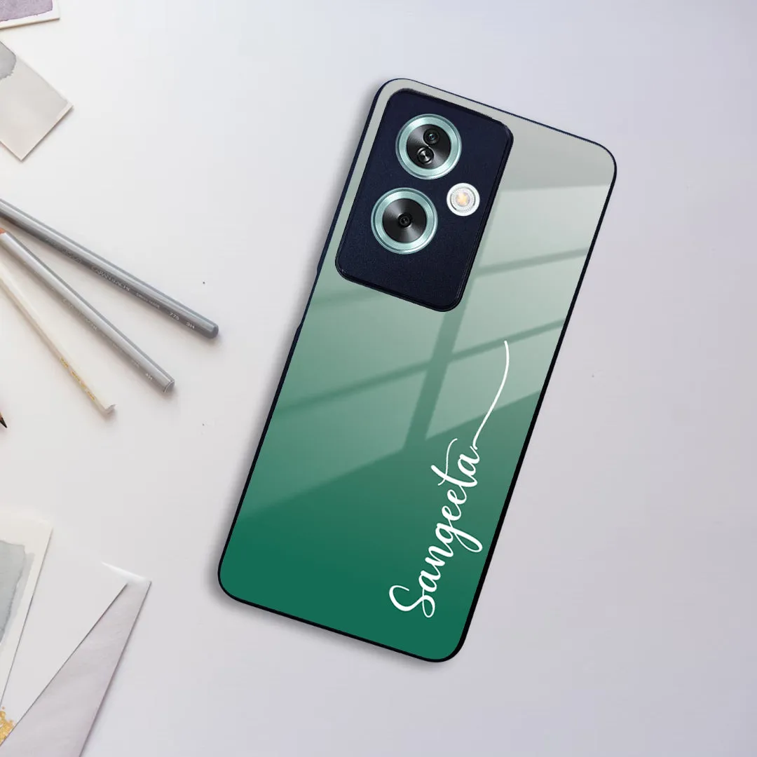 Customize Name Gradient Glass Case Cover Green For Oppo