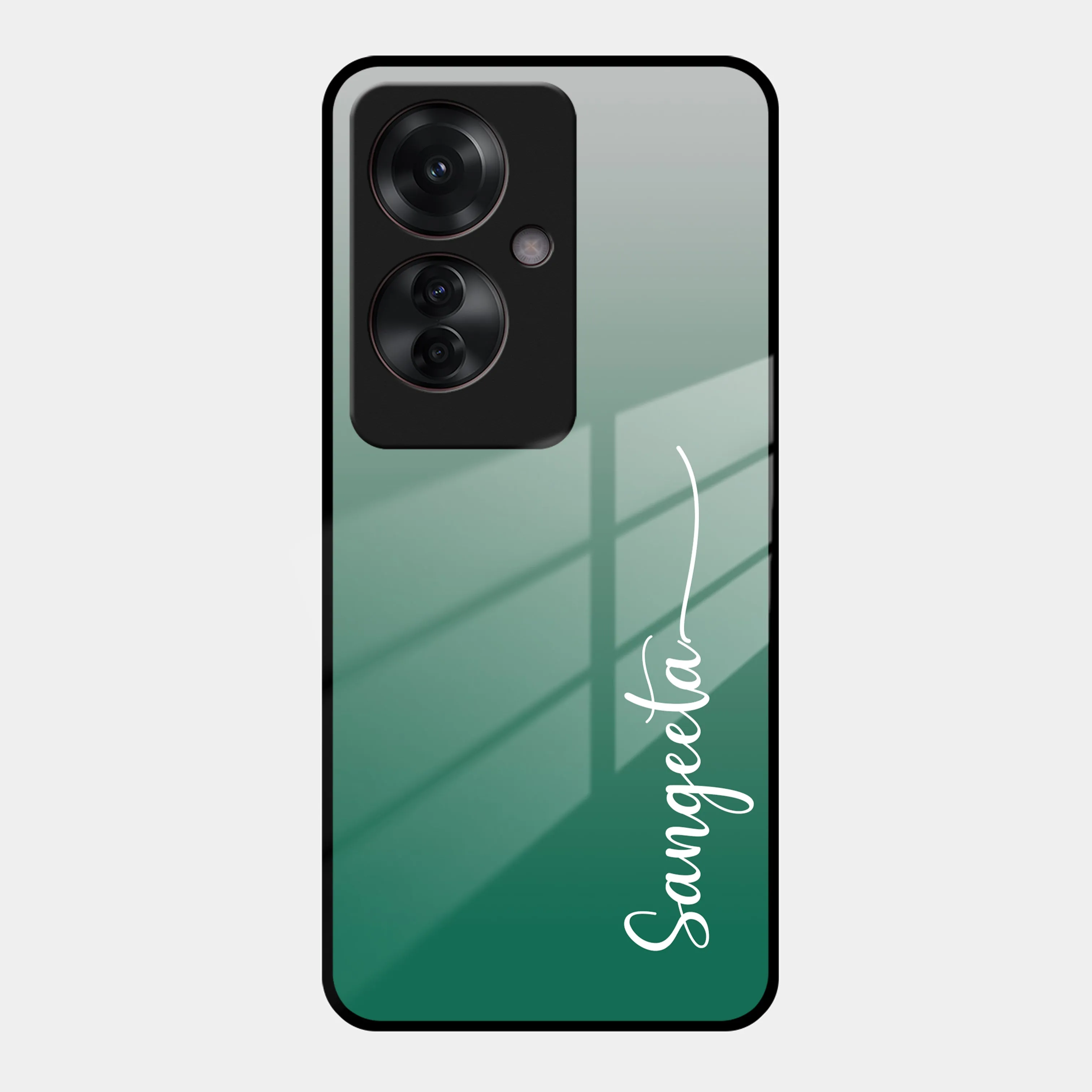 Customize Name Gradient Glass Case Cover Green For Oppo