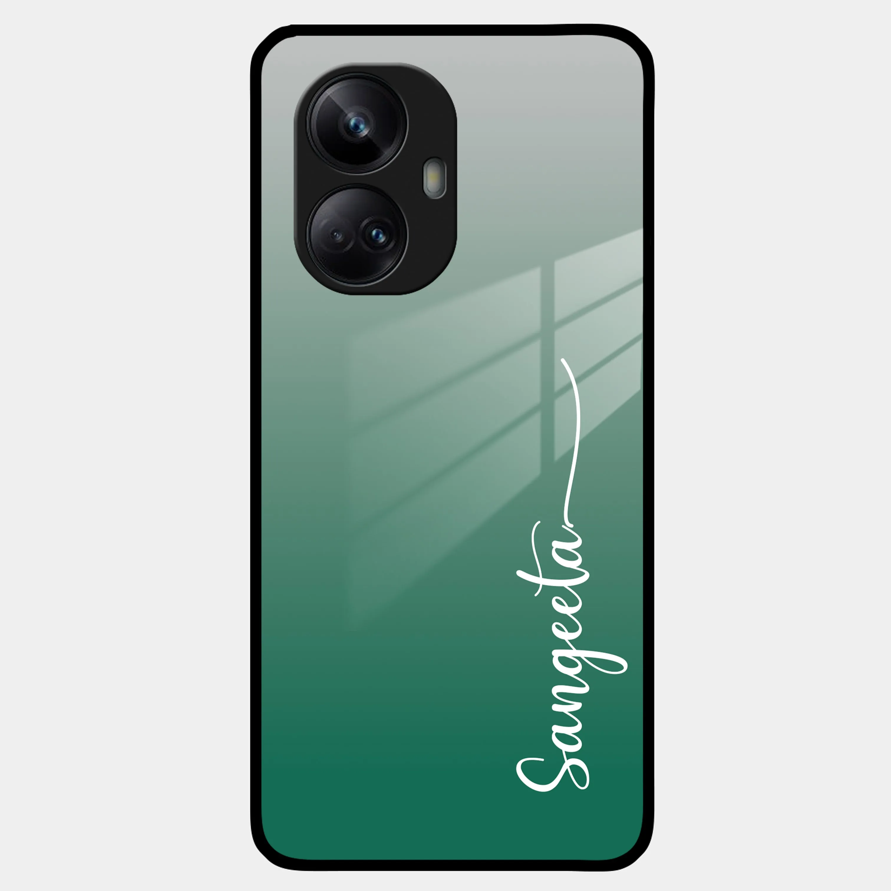 Customize Name Gradient Glass Case Cover Green For Realme/Narzo