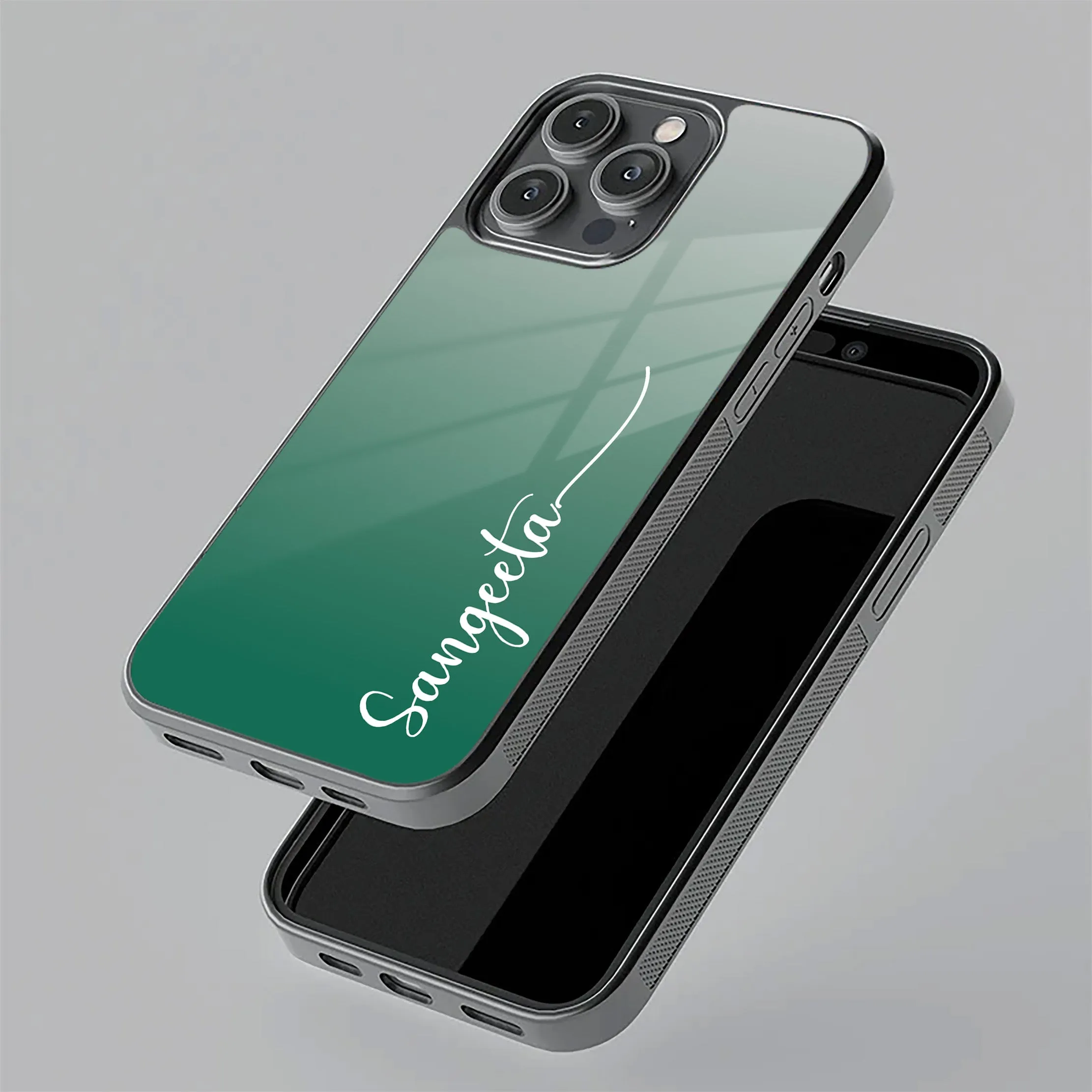 Customize Name Gradient Glass Case Cover Green For Realme/Narzo