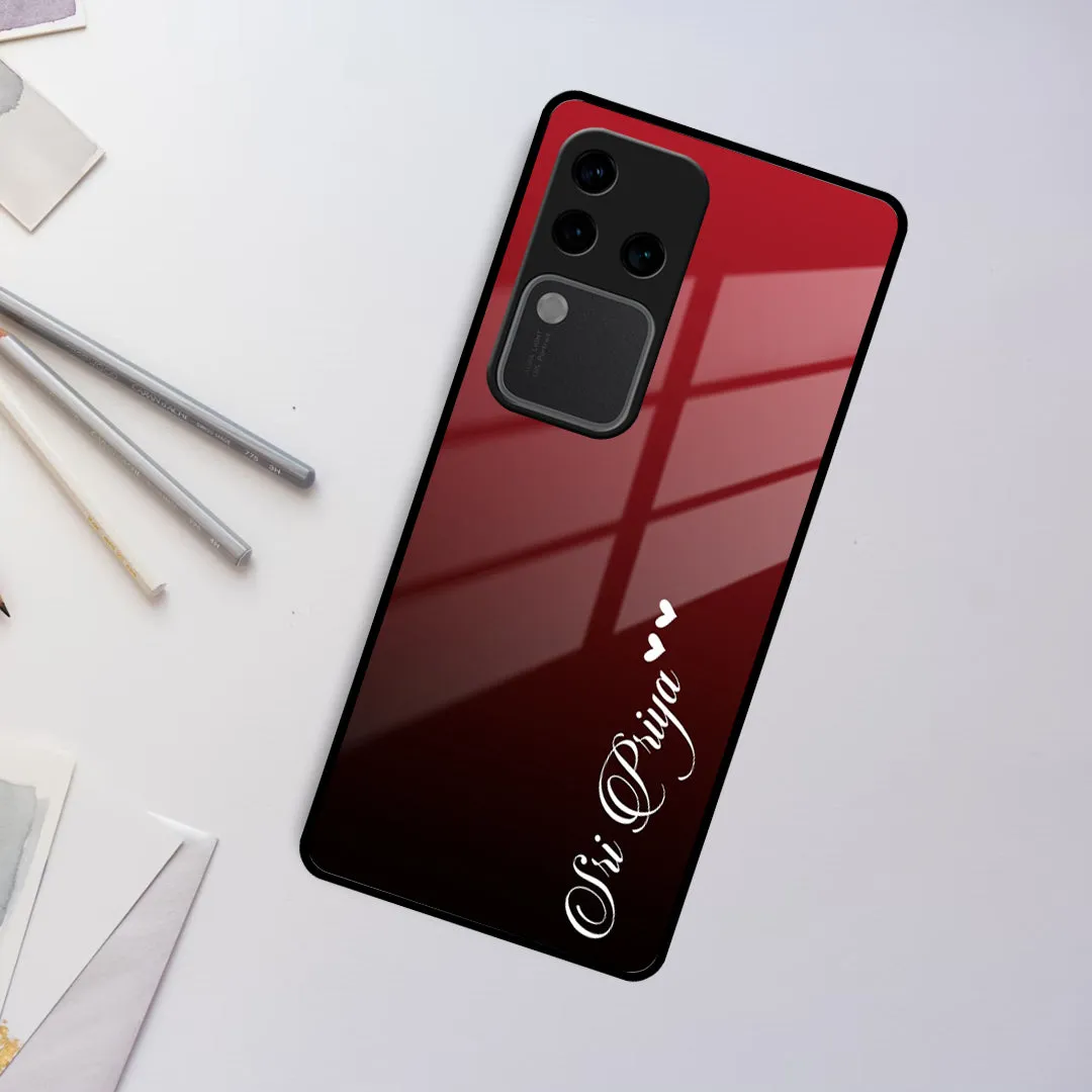 Customize Name Gradient Glass Case Cover Red Wine For Vivo