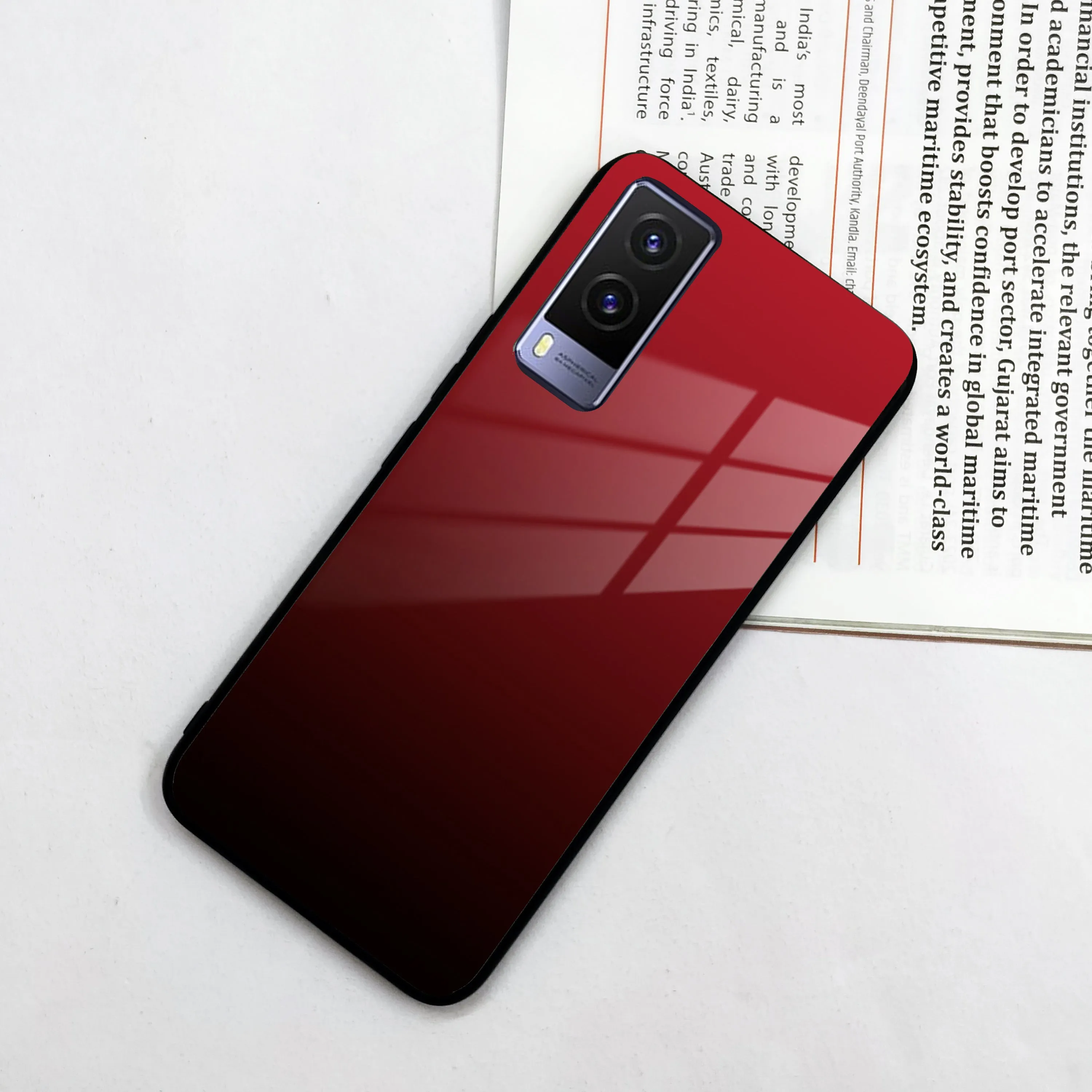 Customize Name Gradient Glass Case Cover Red Wine For Vivo