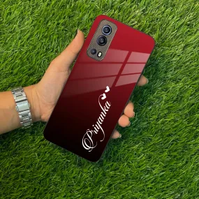 Customize Name Gradient Glass Case Cover Red Wine For Vivo