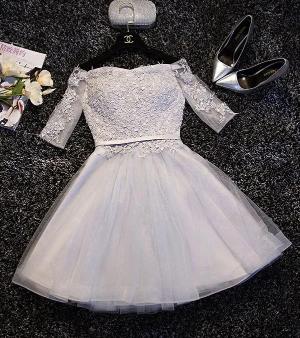 Cute A line Lace Tulle Short Prom Dress,Lace Homecoming Dresses, SH205