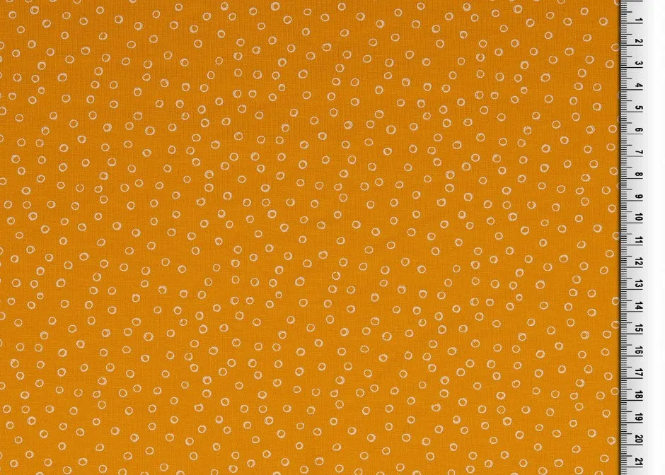 Doodle Circles Yellow Cotton Jersey Fabric